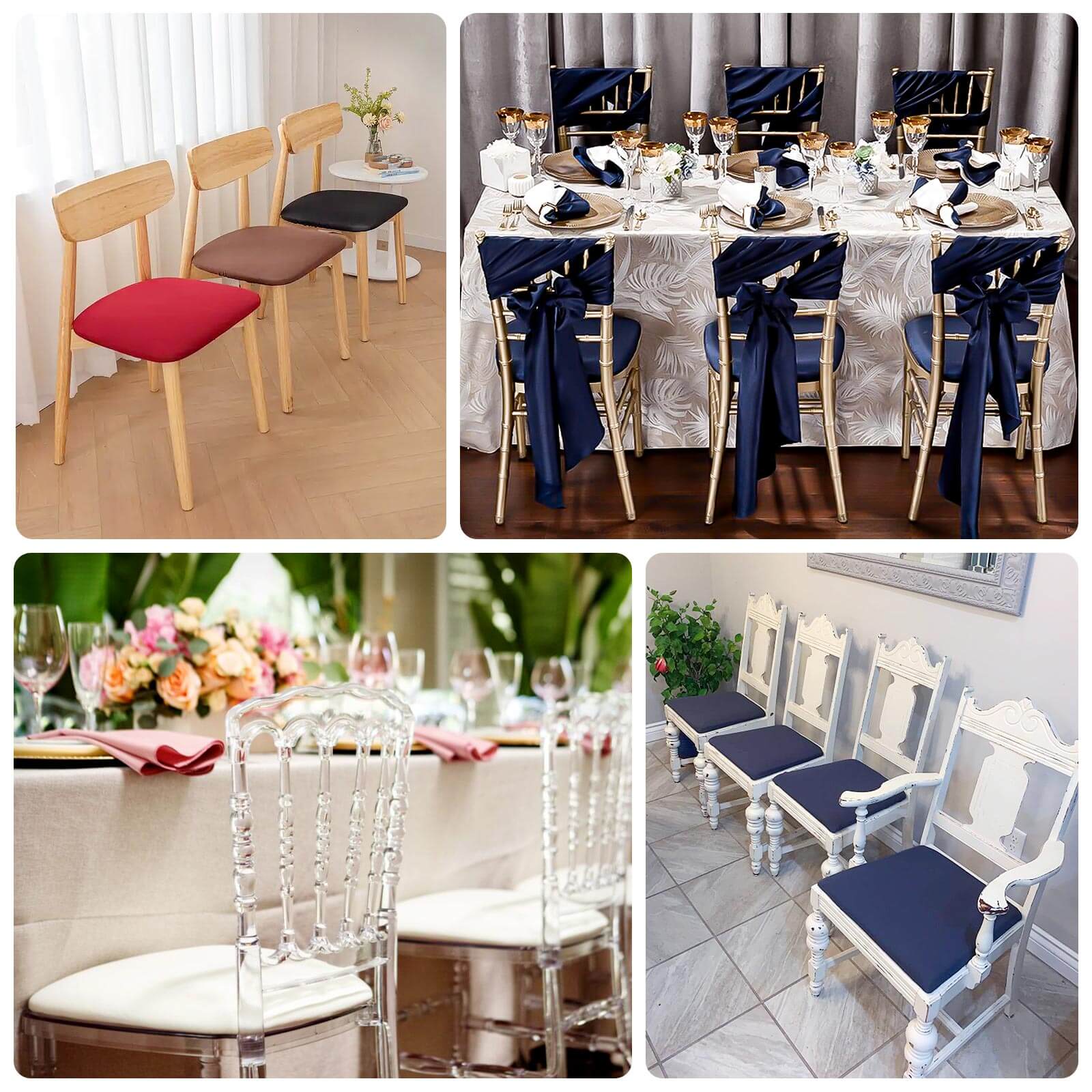 5 Pack Spandex Chiavari Chair Cushion Covers Charcoal Gray - Washable Stretch Fitted Seat Pad Slipcovers for Dining Chairs - Image 5
