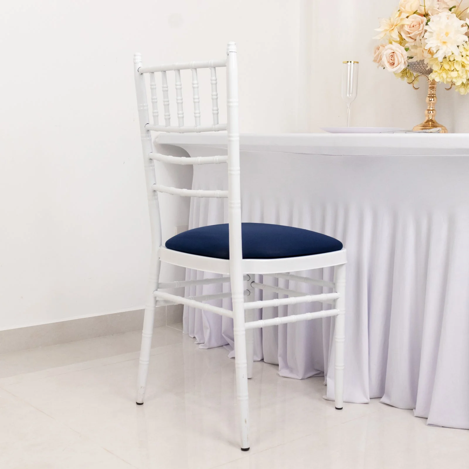 5 Pack Spandex Chiavari Chair Cushion Covers Navy Blue - Washable Stretch Fitted Seat Pad Slipcovers for Dining Chairs - Image 7