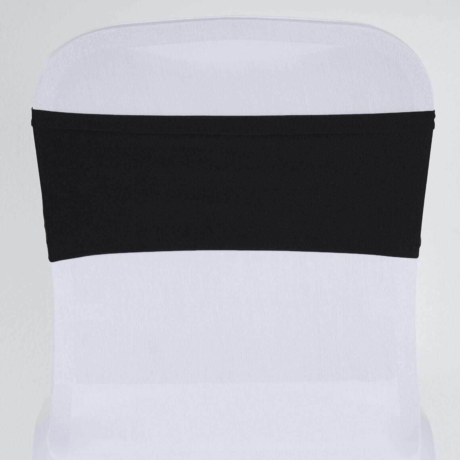 5 Pack Stretch Spandex Chair Sashes 5"x12" Black - Two Ply Heavy Duty Fitted Chair Bands - Image 2