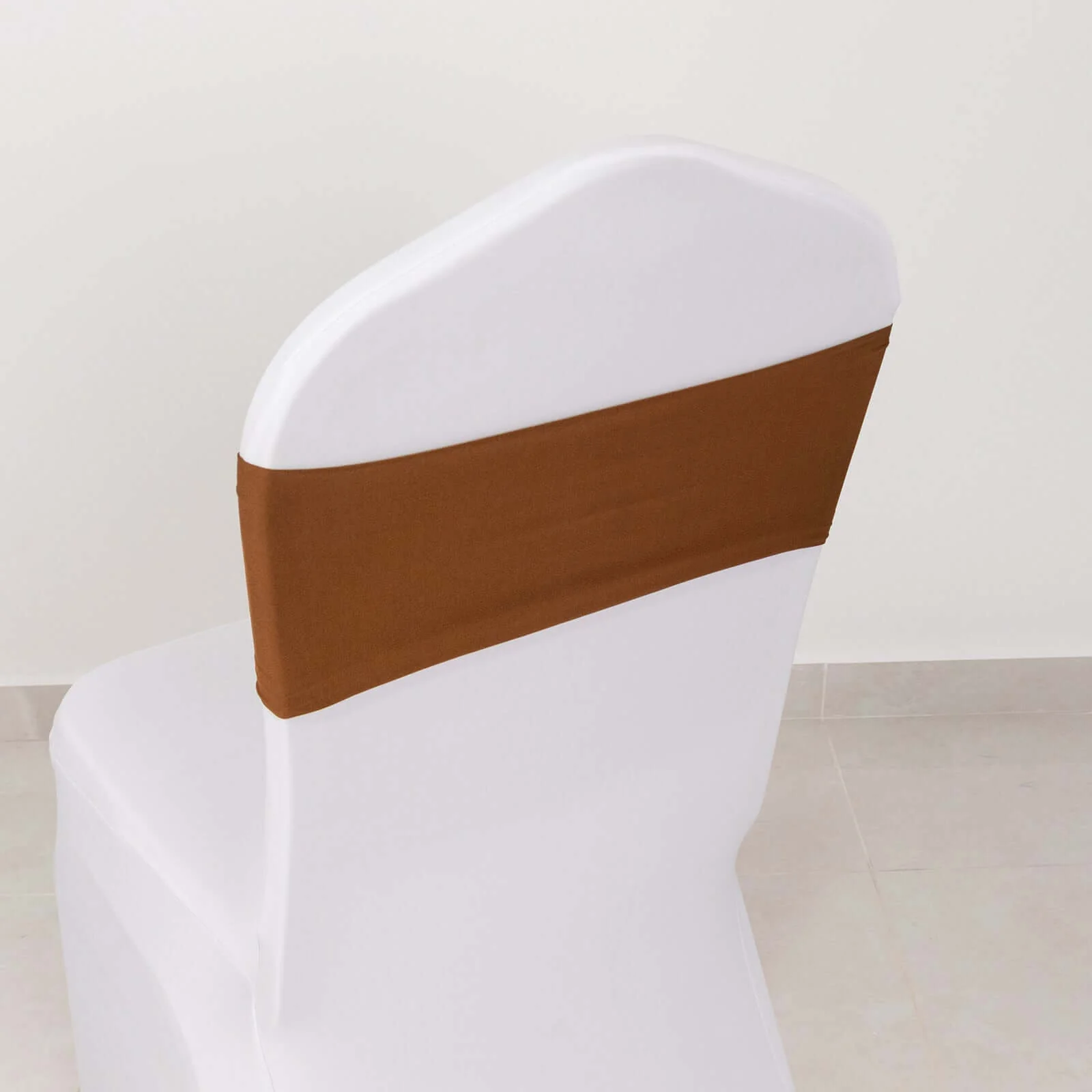 5 Pack Stretch Spandex Chair Sashes 5"x12" Cinnamon Brown - Two Ply Heavy Duty Fitted Chair Bands - Image 10