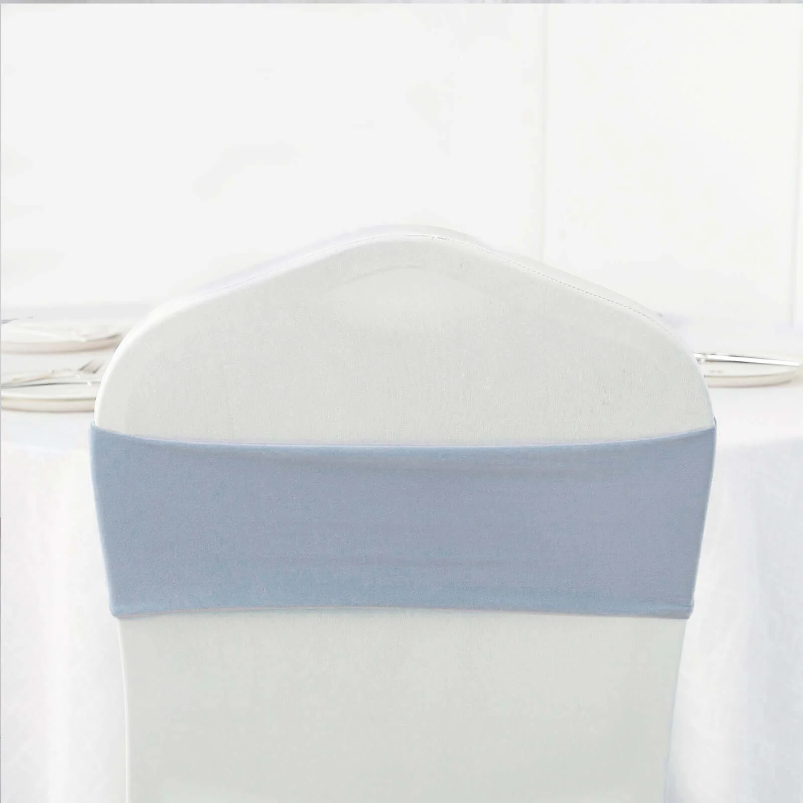 5 Pack Stretch Spandex Chair Sashes 5"x12" Dusty Blue - Two Ply Heavy Duty Fitted Chair Bands - Image 6