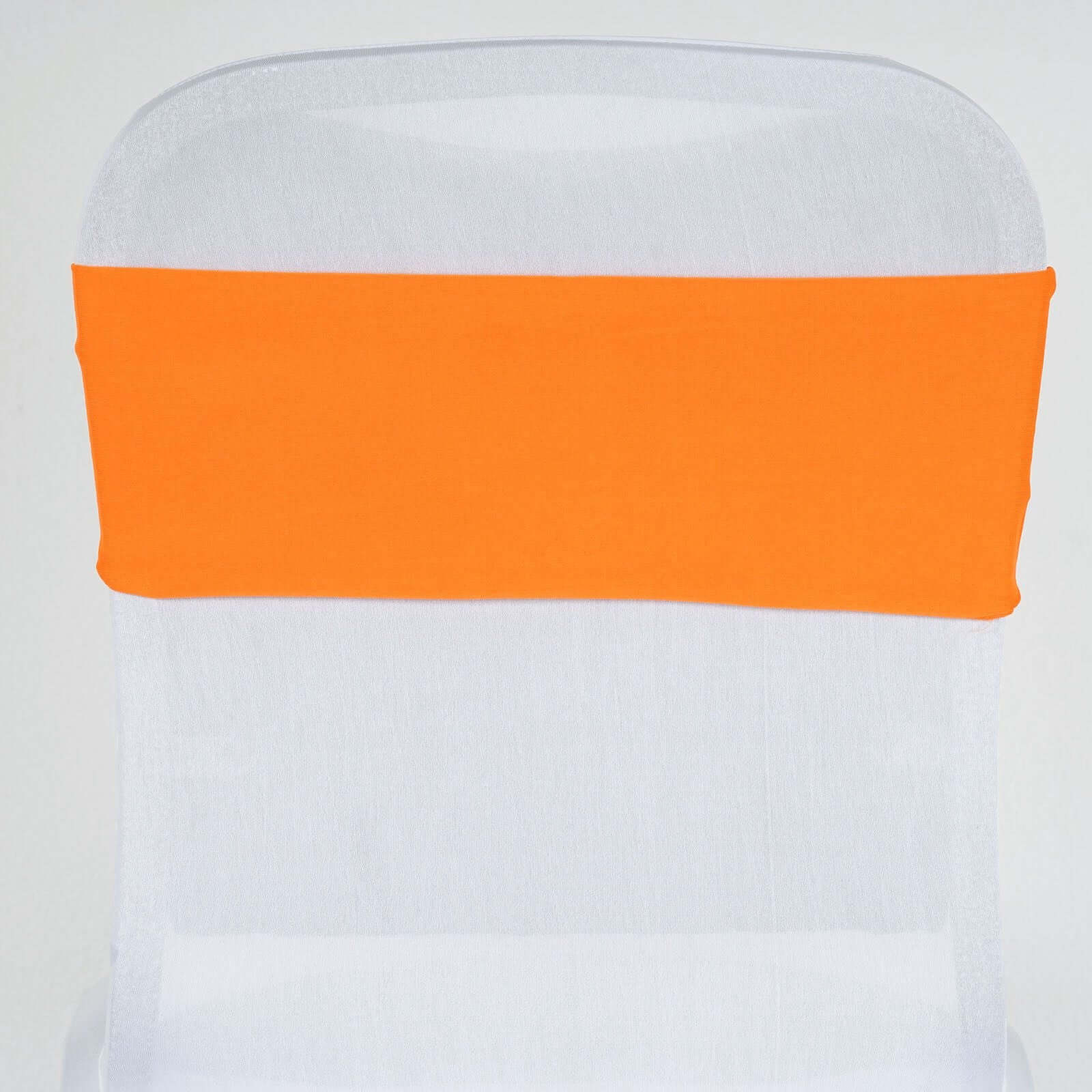 5 Pack Stretch Spandex Chair Sashes 5"x12" Orange - Two Ply Heavy Duty Fitted Chair Bands - Image 2