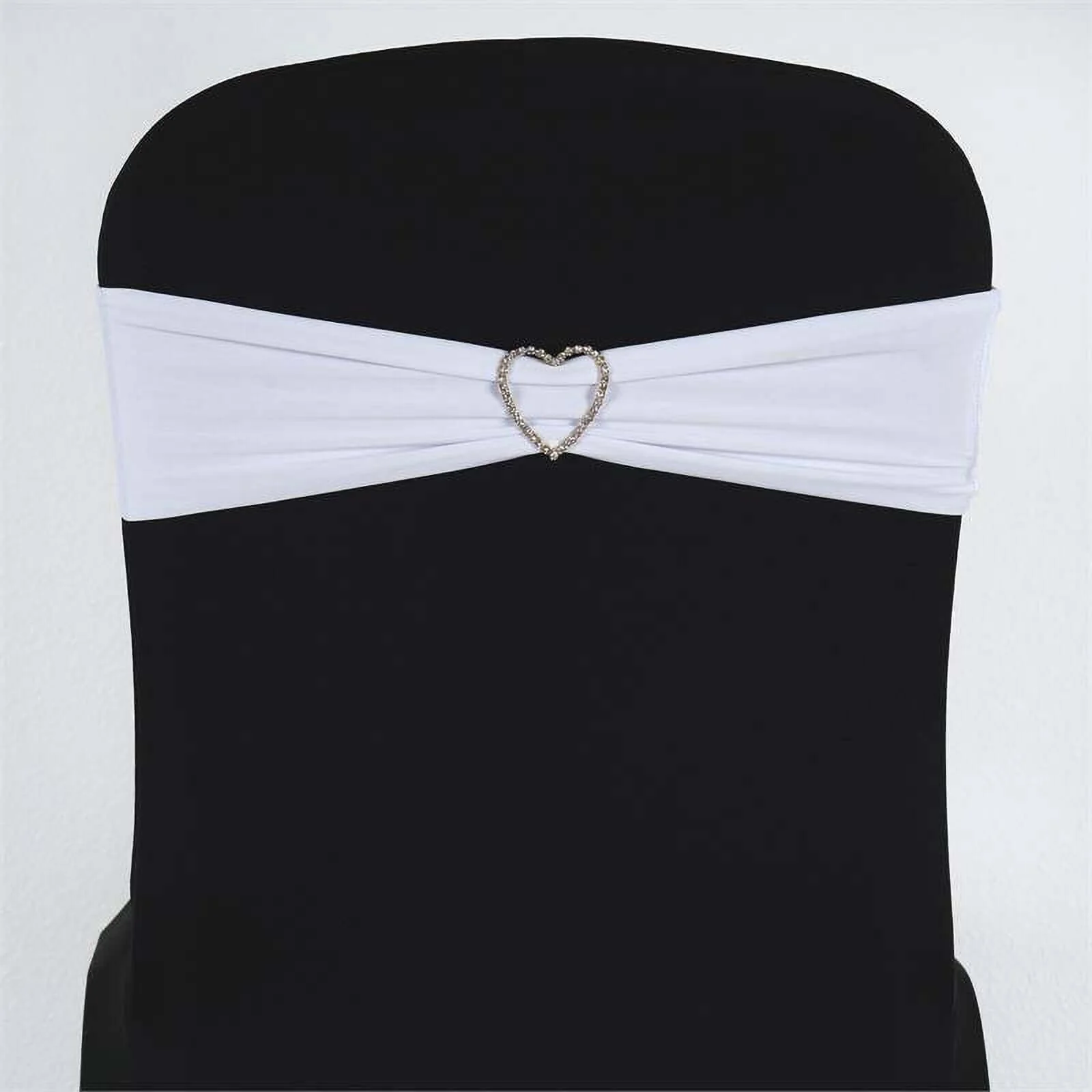 5 Pack Stretch Spandex Chair Sashes 5"x12" White - Two Ply Heavy Duty Fitted Chair Bands