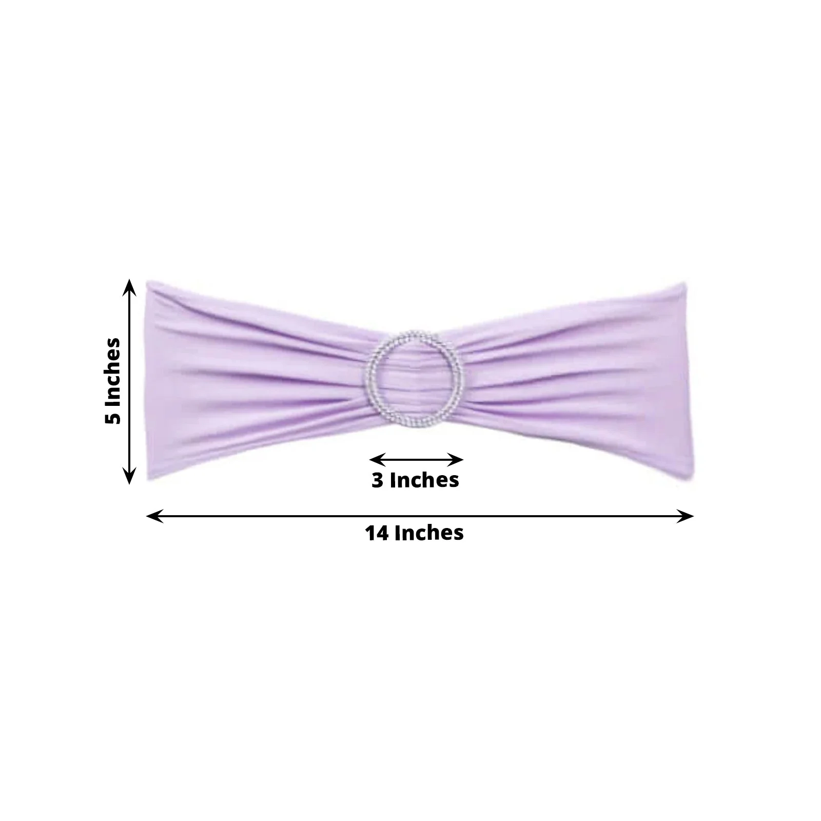 5 Pack Stretch Spandex Chair Sashes 5"x14" Lavender Lilac with Silver Diamond Ring Slide Buckle - Durable Fitted Chair Bands - Image 3