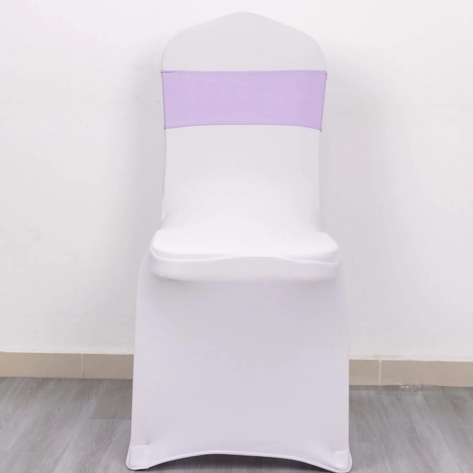 5 Pack Stretch Spandex Chair Sashes 5"x14" Lavender Lilac with Silver Diamond Ring Slide Buckle - Durable Fitted Chair Bands - Image 9