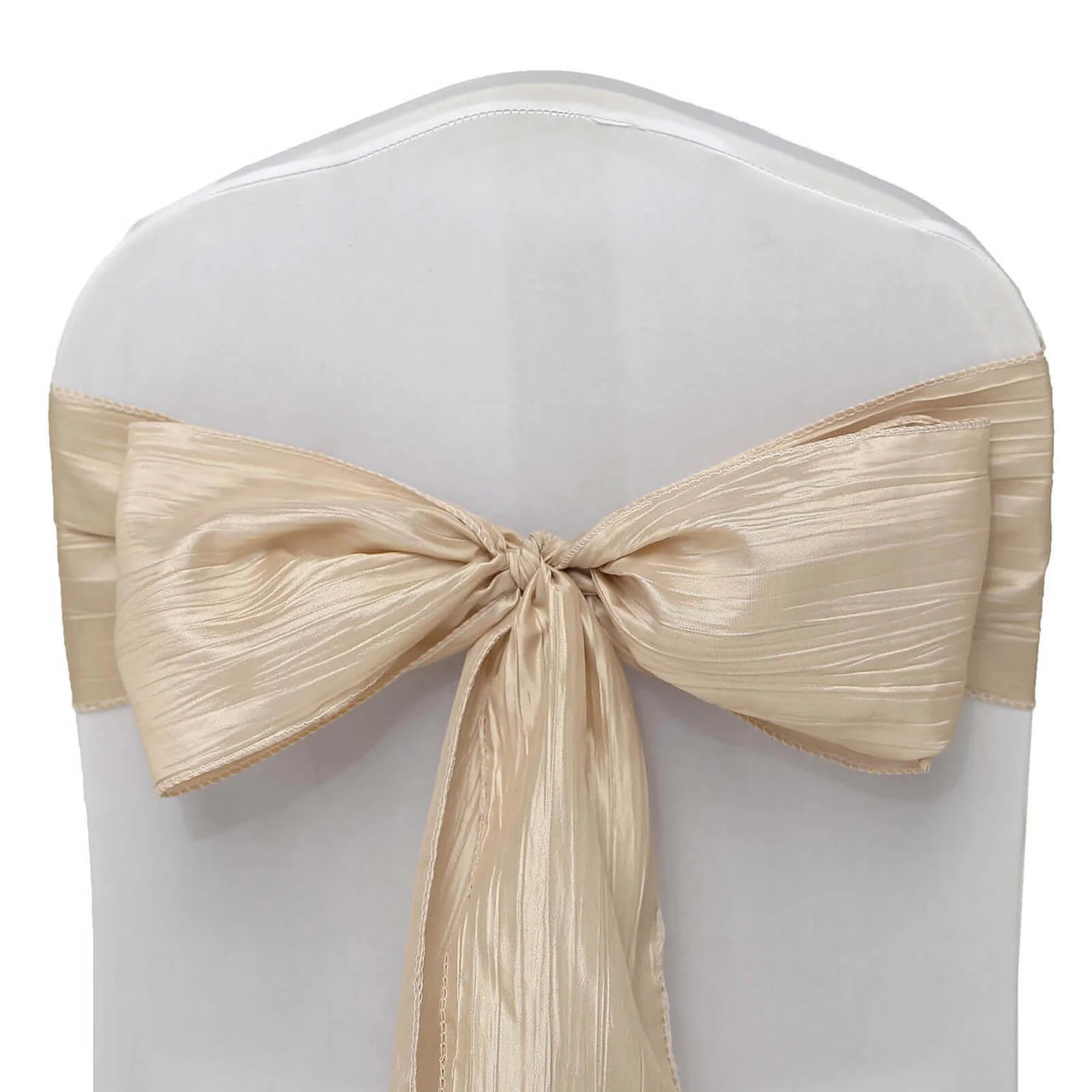 5 Pack Taffeta Chair Sashes 6"x106" Beige Accordion Crinkle - Sophisticated Decorative Design - Image 6