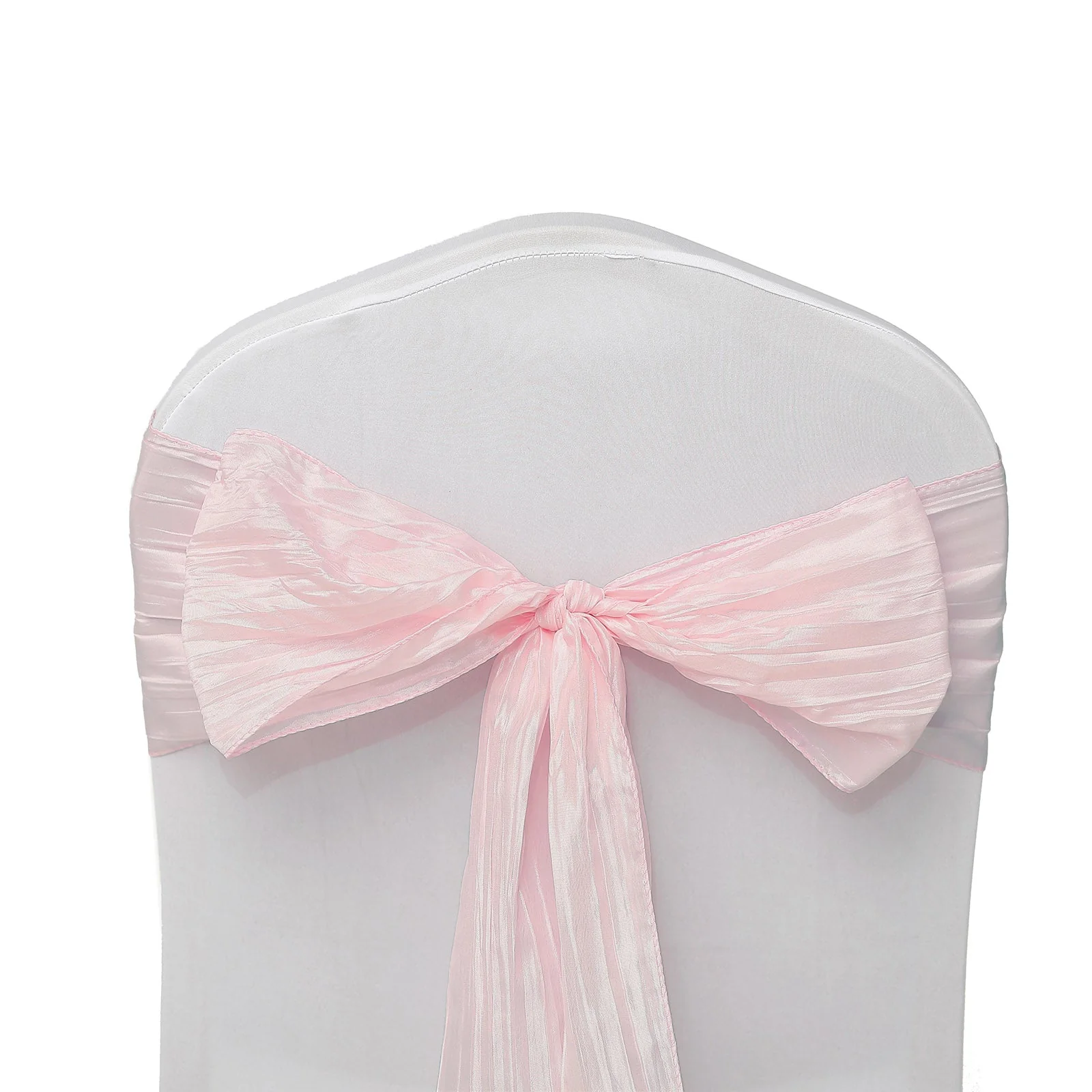 5 Pack Taffeta Chair Sashes 6"x106" Blush Accordion Crinkle - Sophisticated Decorative Design