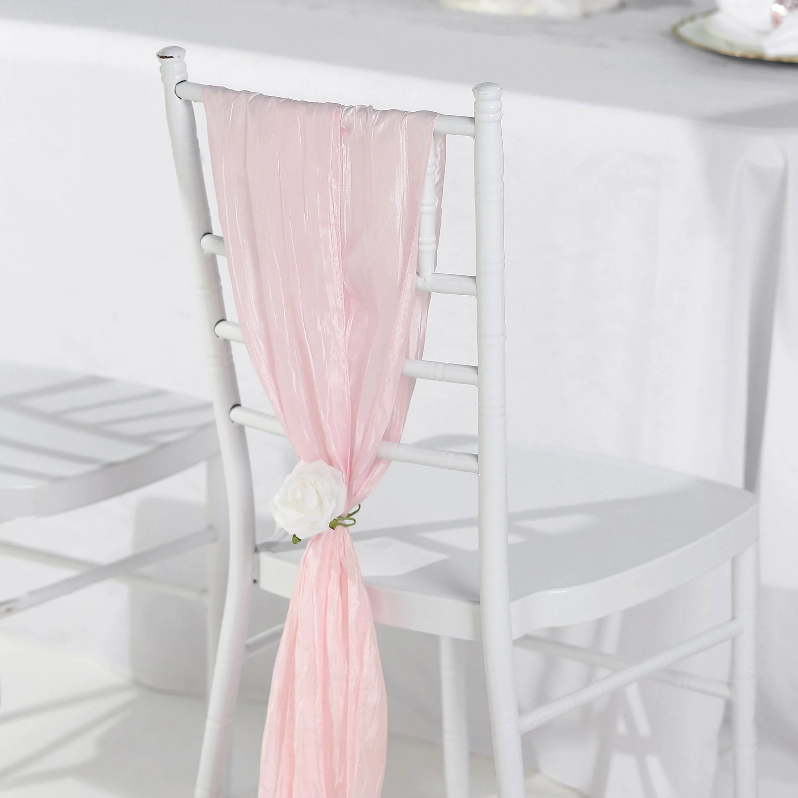 5 Pack Taffeta Chair Sashes 6"x106" Blush Accordion Crinkle - Sophisticated Decorative Design - Image 8