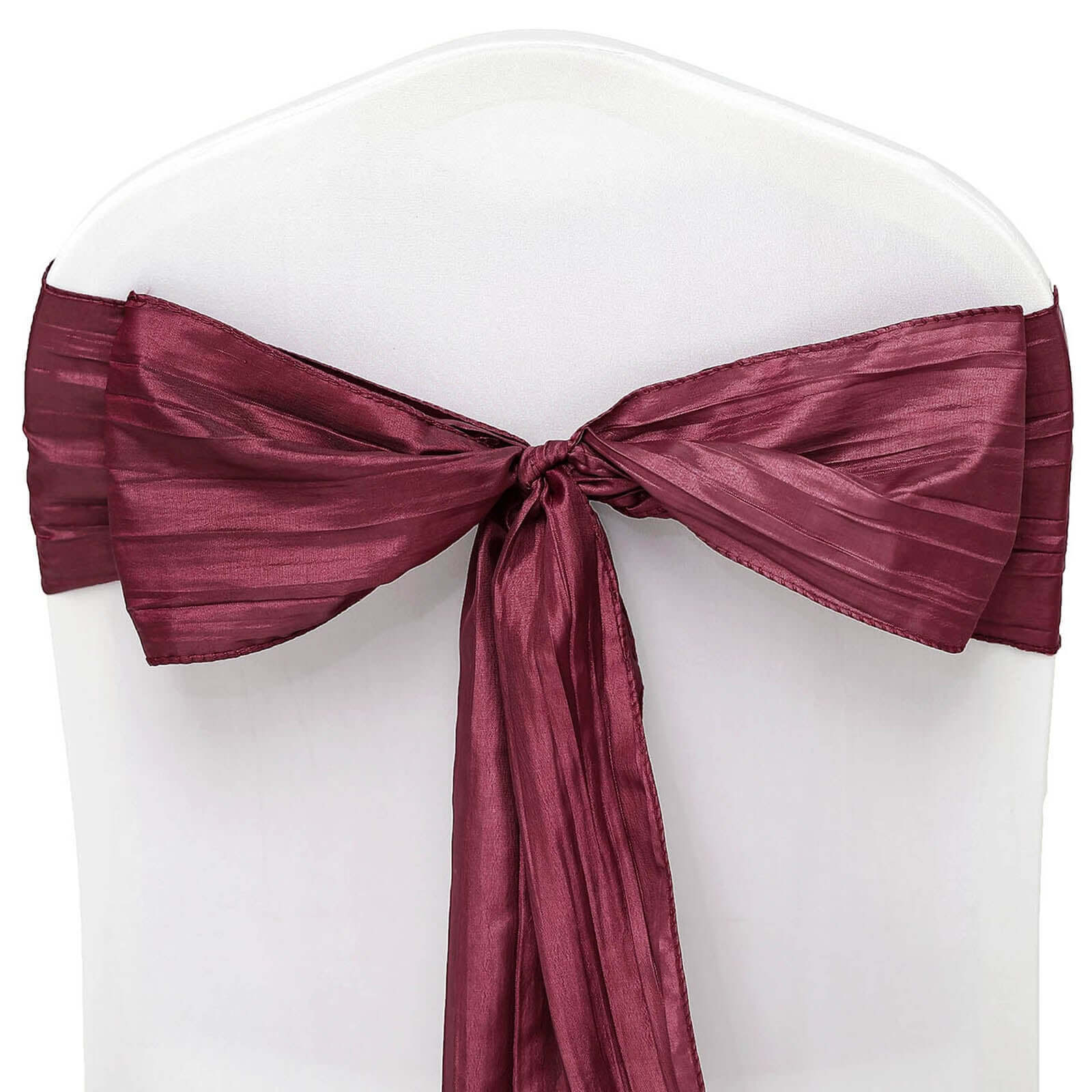 5 Pack Taffeta Chair Sashes 6"x106" Burgundy Accordion Crinkle - Sophisticated Decorative Design - Image 6