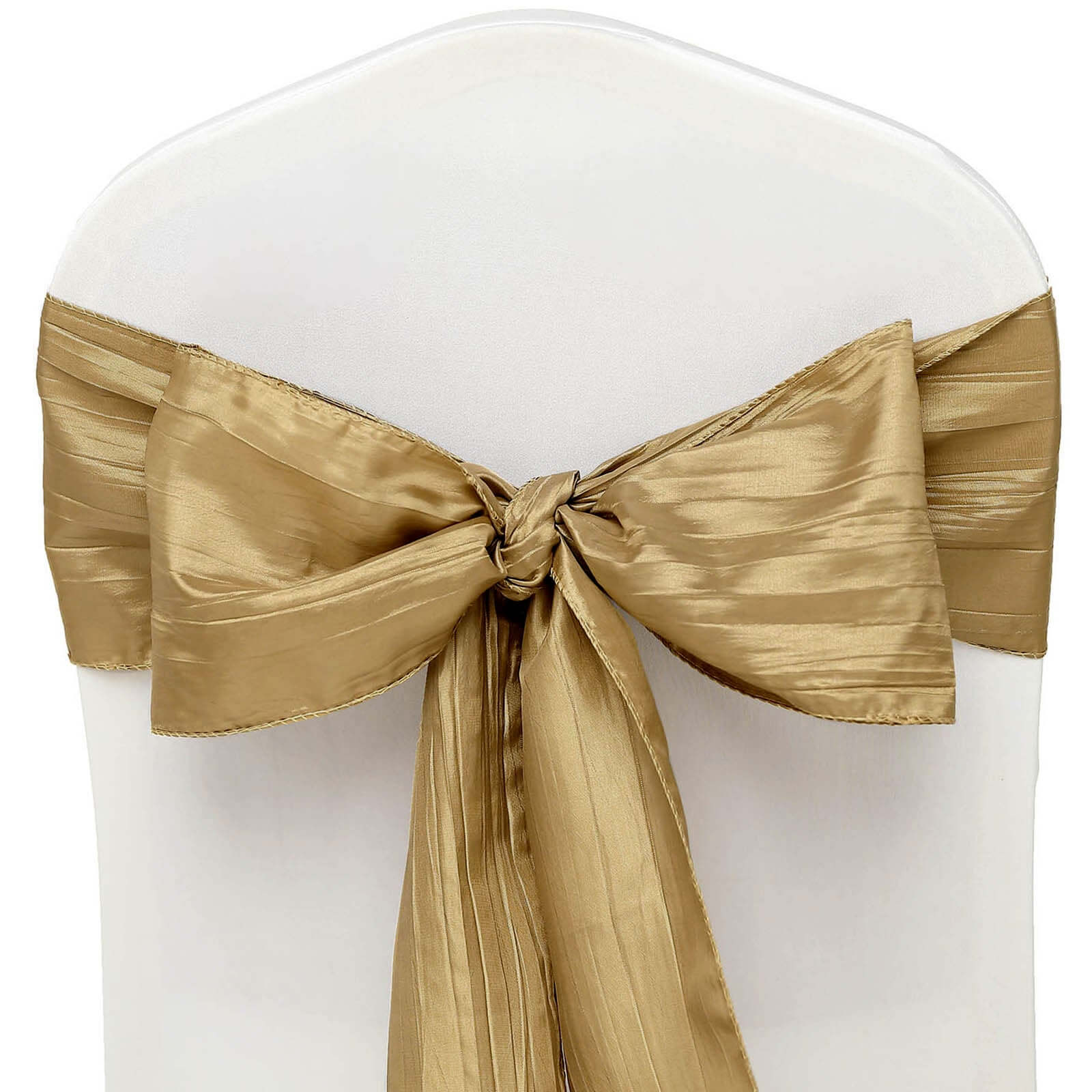 5 Pack Taffeta Chair Sashes 6"x106" Gold Accordion Crinkle - Sophisticated Decorative Design - Image 6