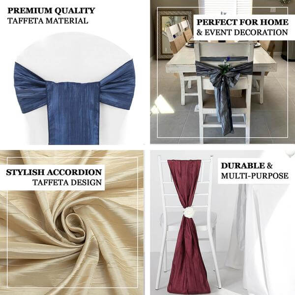 5 Pack Taffeta Chair Sashes 6"x106" Hunter Emerald Green Accordion Crinkle - Sophisticated Decorative Design - Image 4