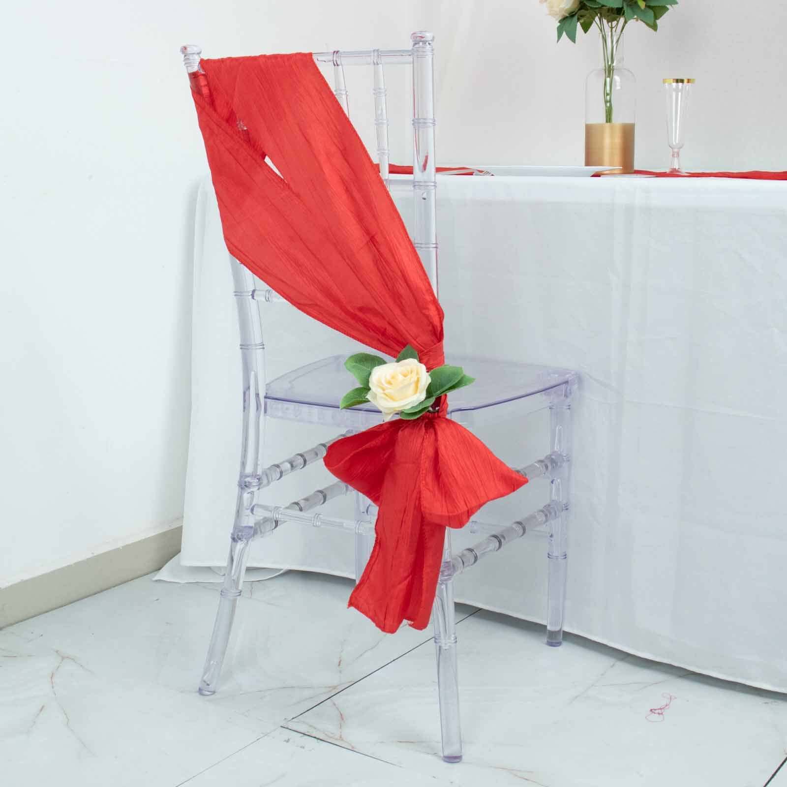 5 Pack Taffeta Chair Sashes 6"x106" Red Accordion Crinkle - Sophisticated Decorative Design - Image 10