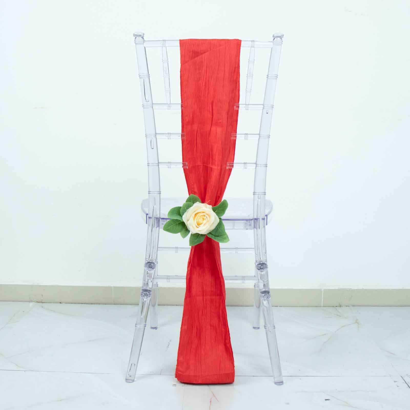 5 Pack Taffeta Chair Sashes 6"x106" Red Accordion Crinkle - Sophisticated Decorative Design - Image 11