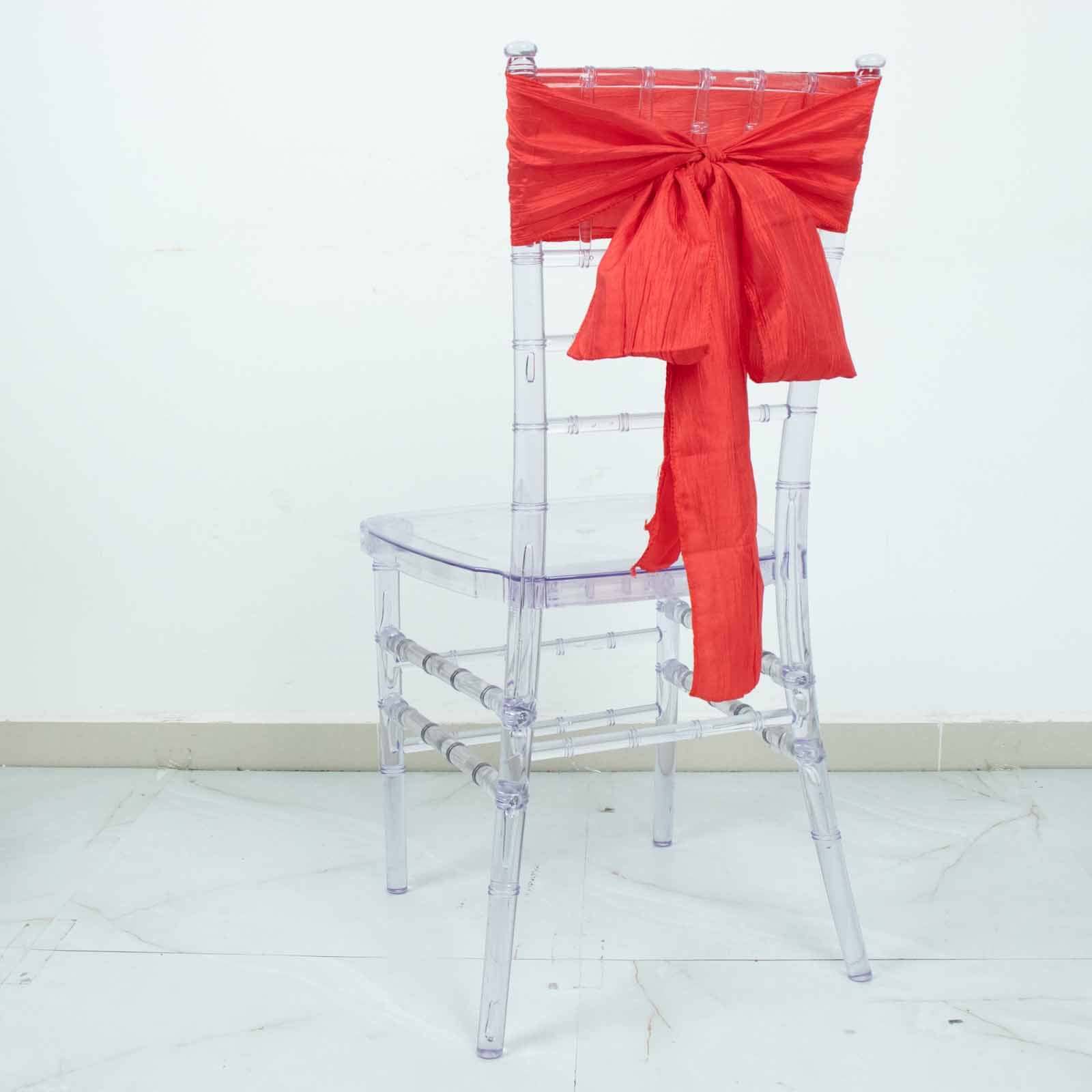 5 Pack Taffeta Chair Sashes 6"x106" Red Accordion Crinkle - Sophisticated Decorative Design - Image 9