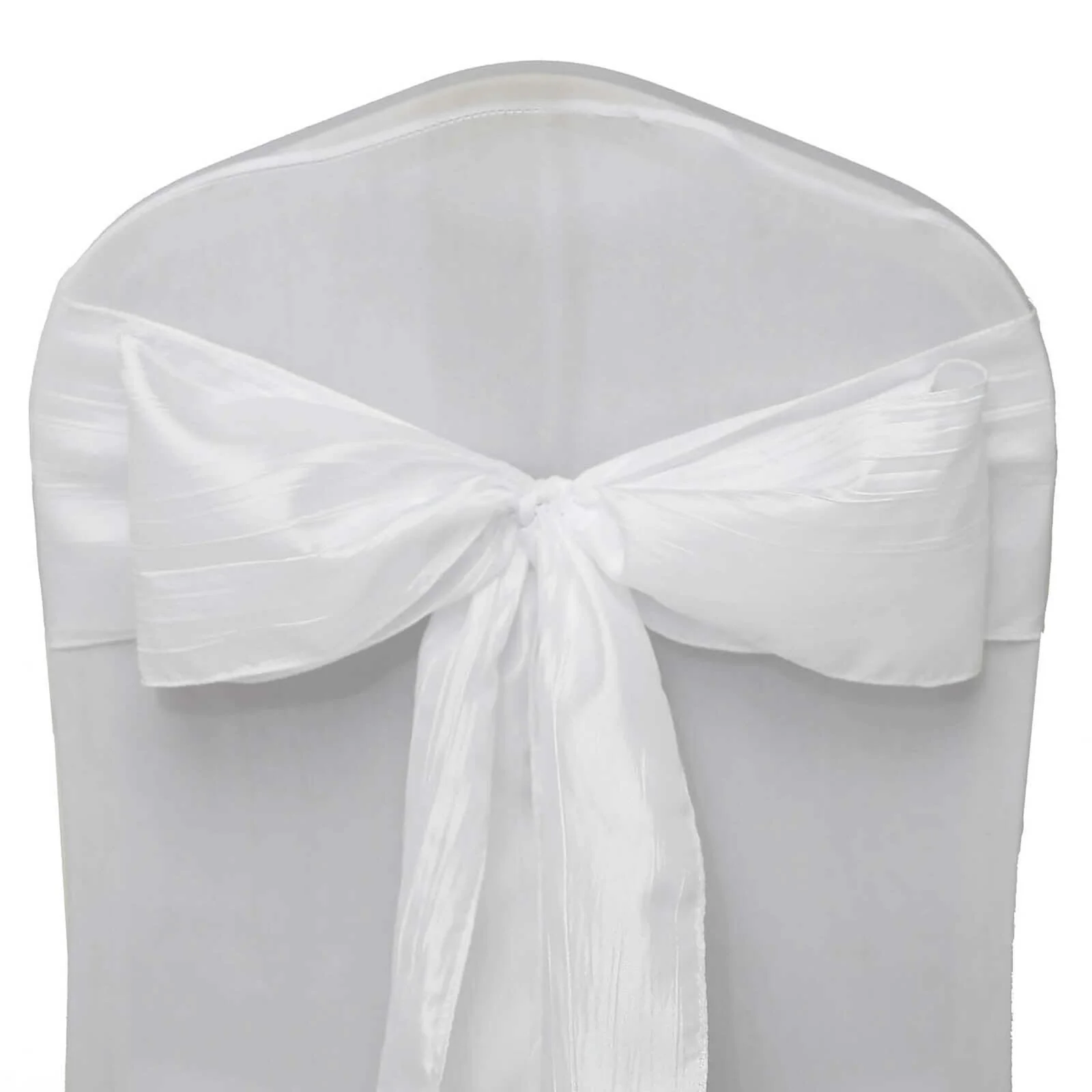 5 Pack Taffeta Chair Sashes 6"x106" White Accordion Crinkle - Sophisticated Decorative Design for Events - Image 6