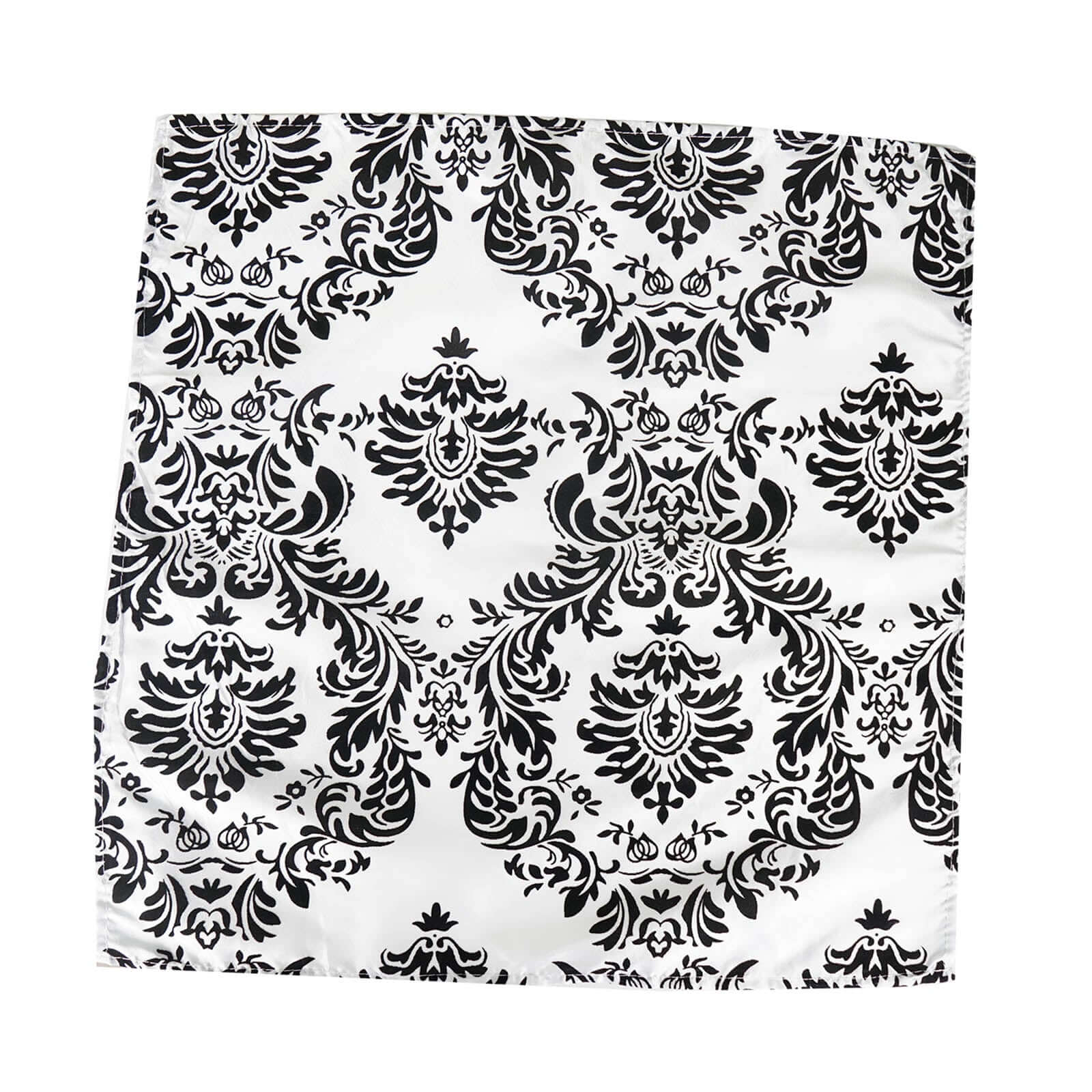 5 Pack Taffeta Napkins 20"x20" Black/White - Damask Flocking Design, Luxurious Reusable Cloth Napkins for Events - Image 4