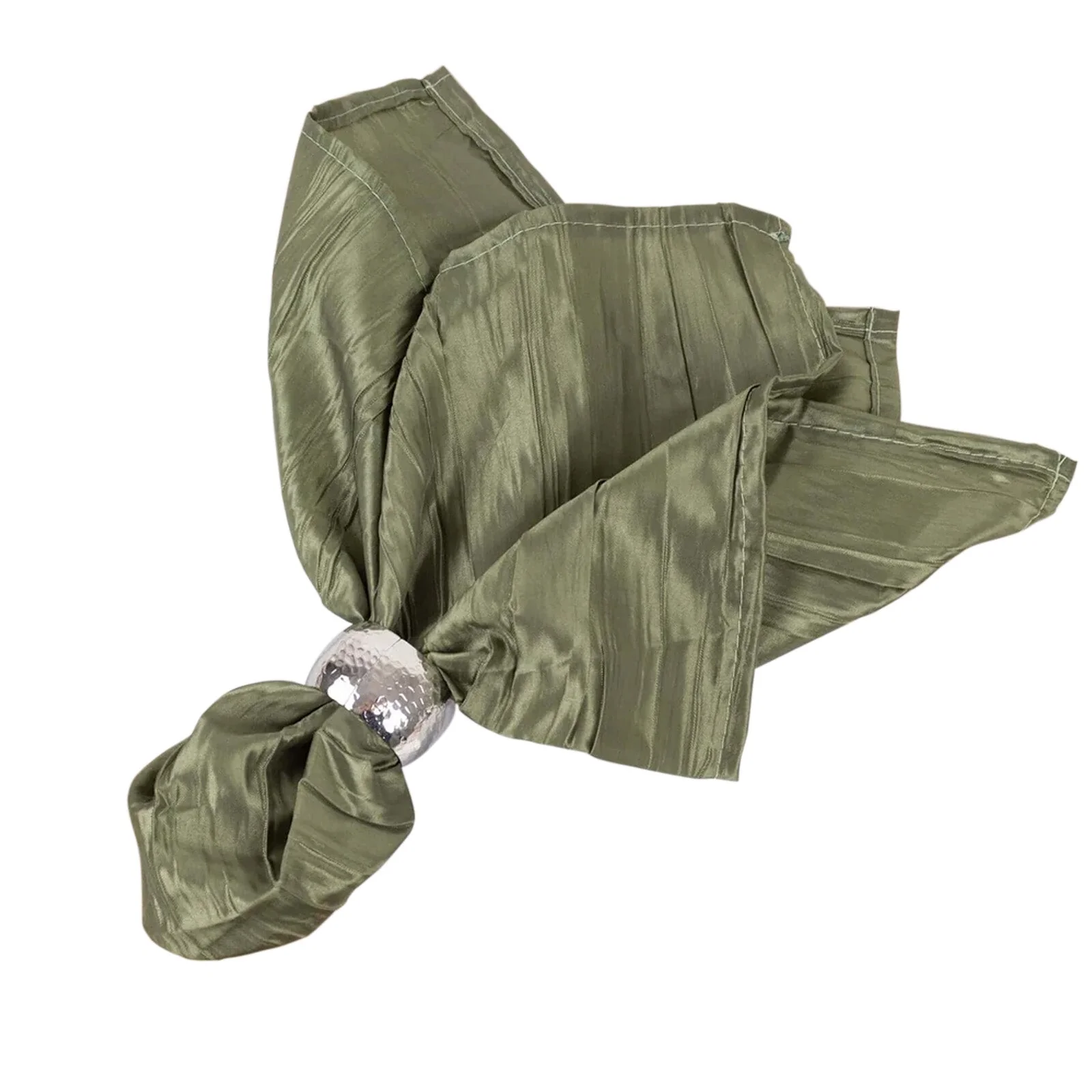 5 Pack Taffeta Napkins 20"x20" Dusty Sage Green - Accordion Crinkle Cloth Napkins