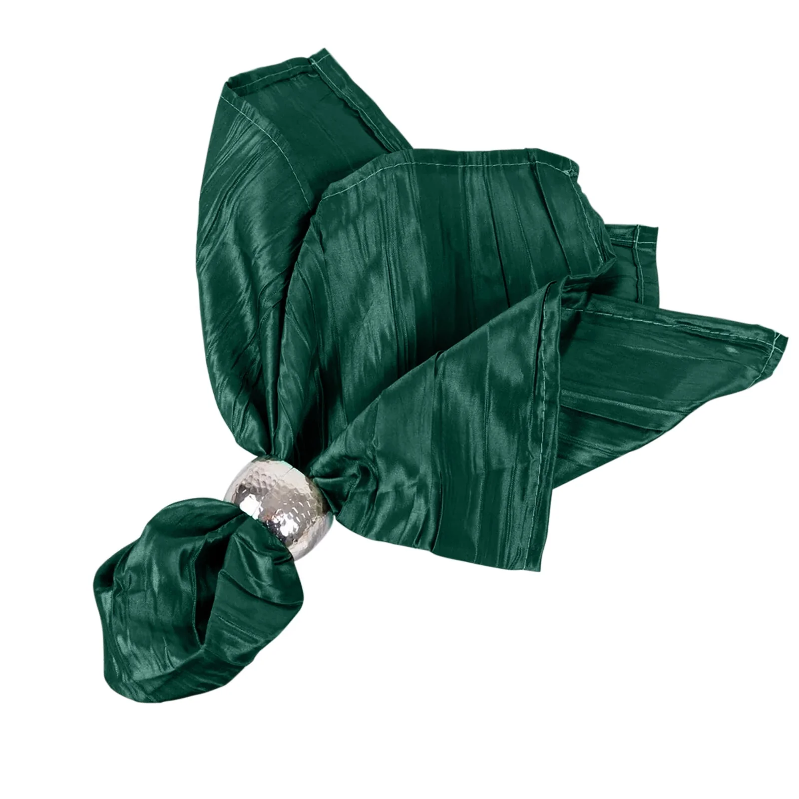5 Pack Taffeta Napkins 20"x20" Hunter Emerald Green - Accordion Crinkle Cloth Napkins
