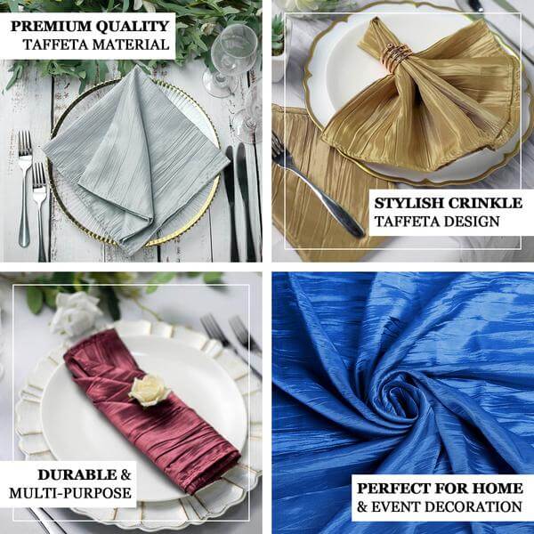 5 Pack Taffeta Napkins 20"x20" Hunter Emerald Green - Accordion Crinkle Cloth Napkins - Image 4