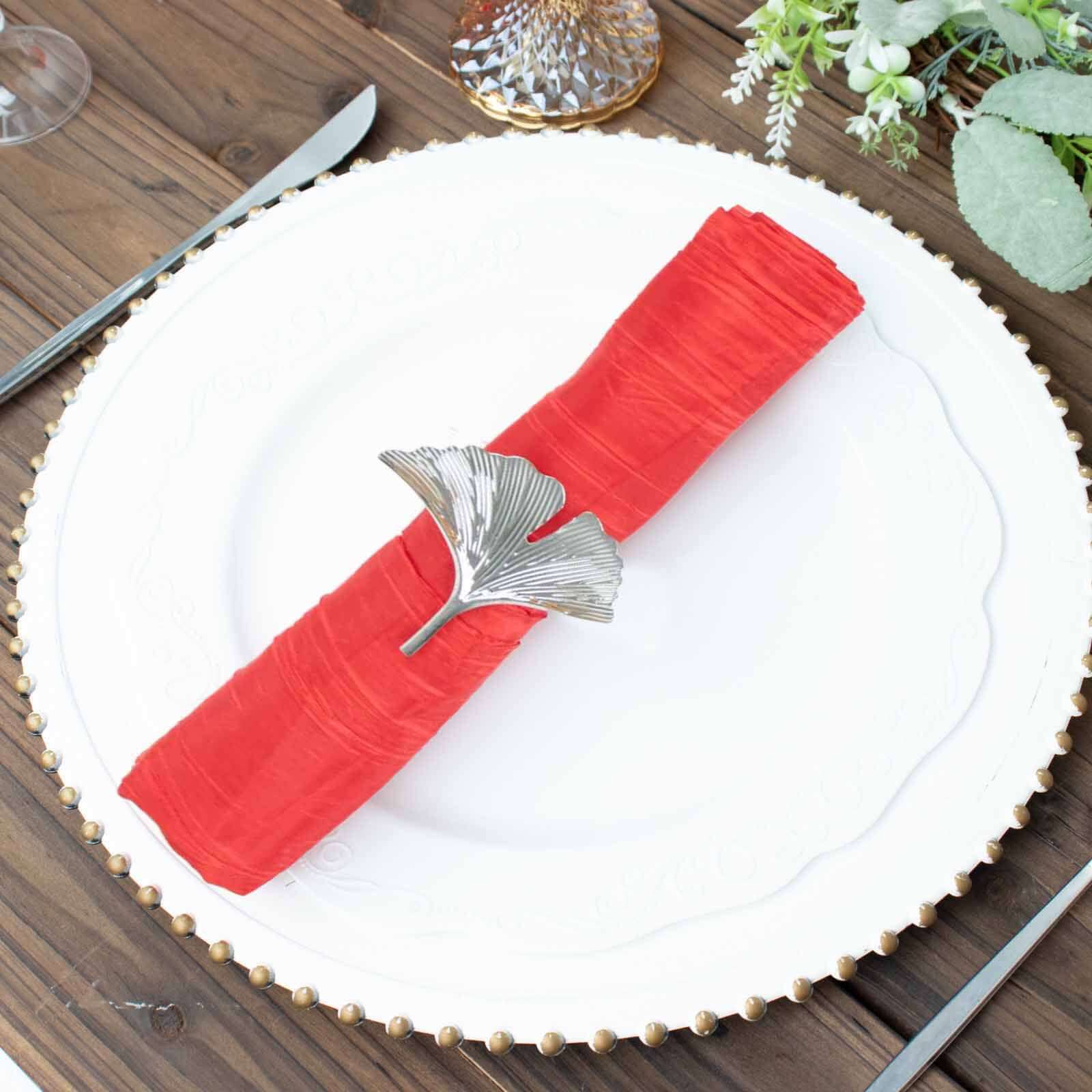 5 Pack Taffeta Napkins 20"x20" Red - Accordion Crinkle Cloth Napkins - Image 7