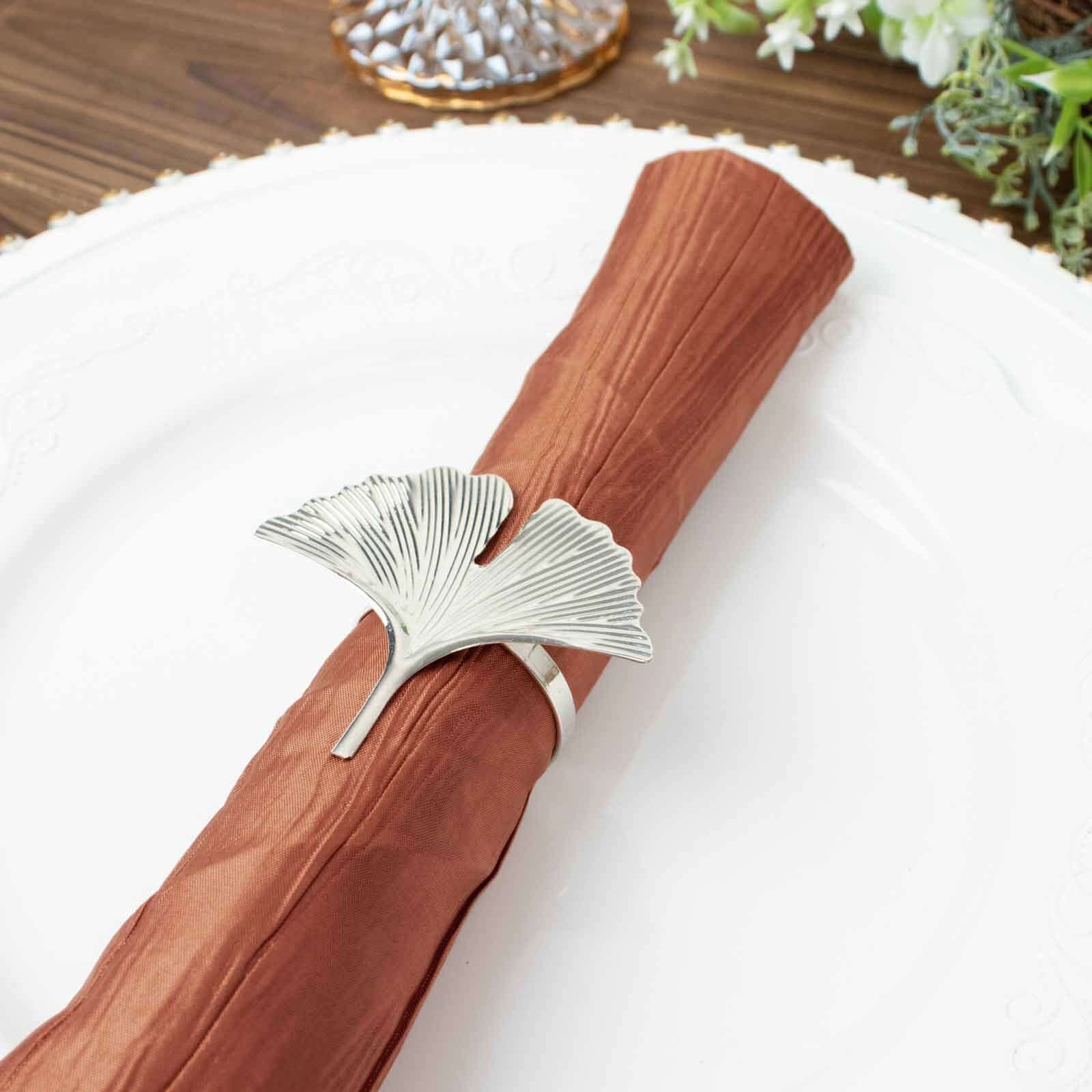 5 Pack Taffeta Napkins 20"x20" Terracotta (Rust) - Accordion Crinkle Cloth Napkins - Image 5