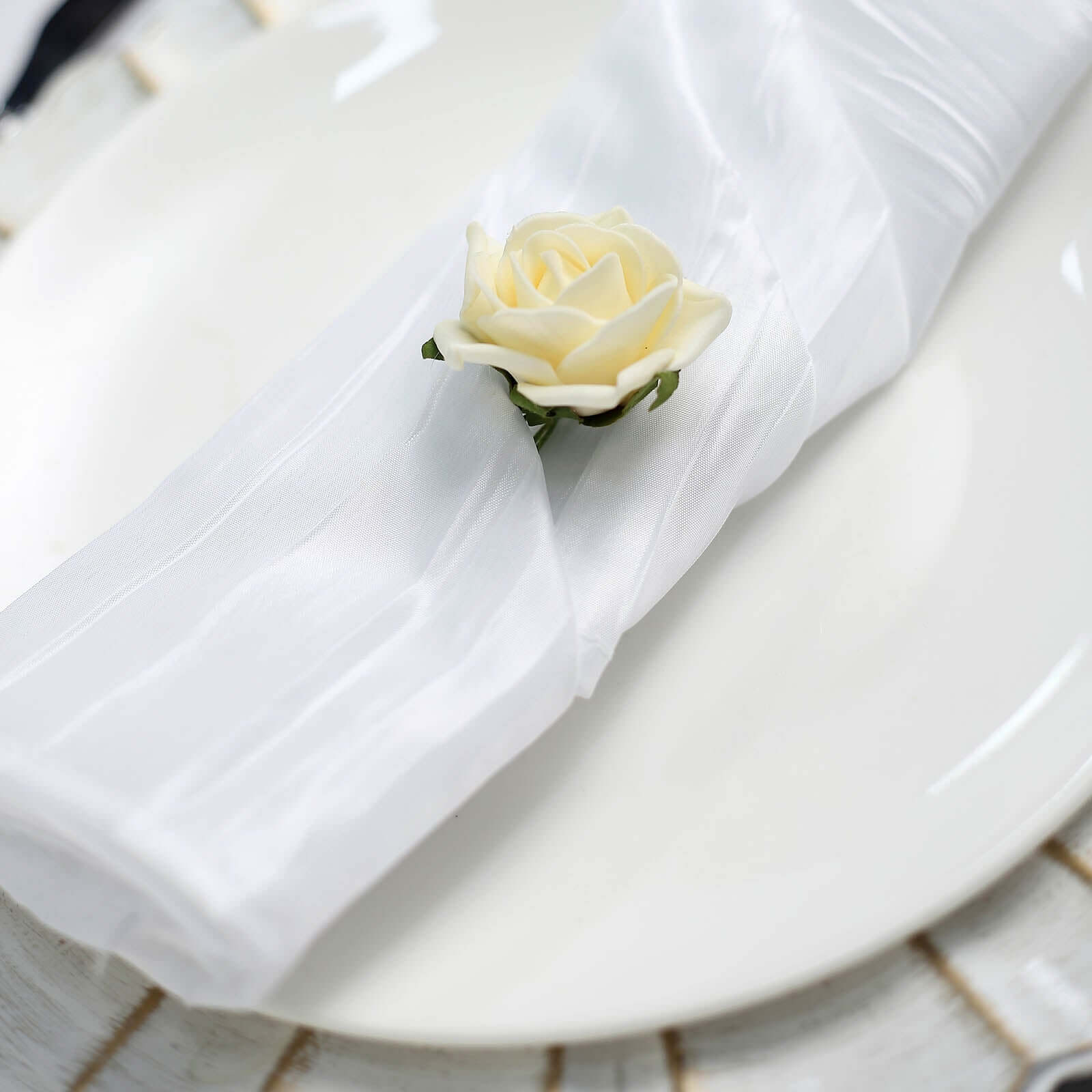 5 Pack Taffeta Napkins 20"x20" White Accordion Crinkle Style Cloth Napkins for Luxurious Events - Image 5