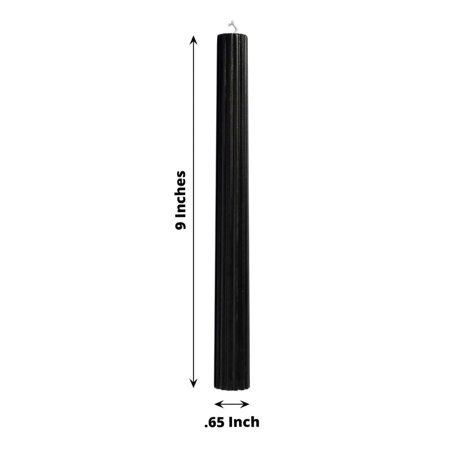 5-Pack Taper Candles 9" Ribbed Wick Ribbon Wax Design Black - Premium Unscented Dinner Candles - Image 3