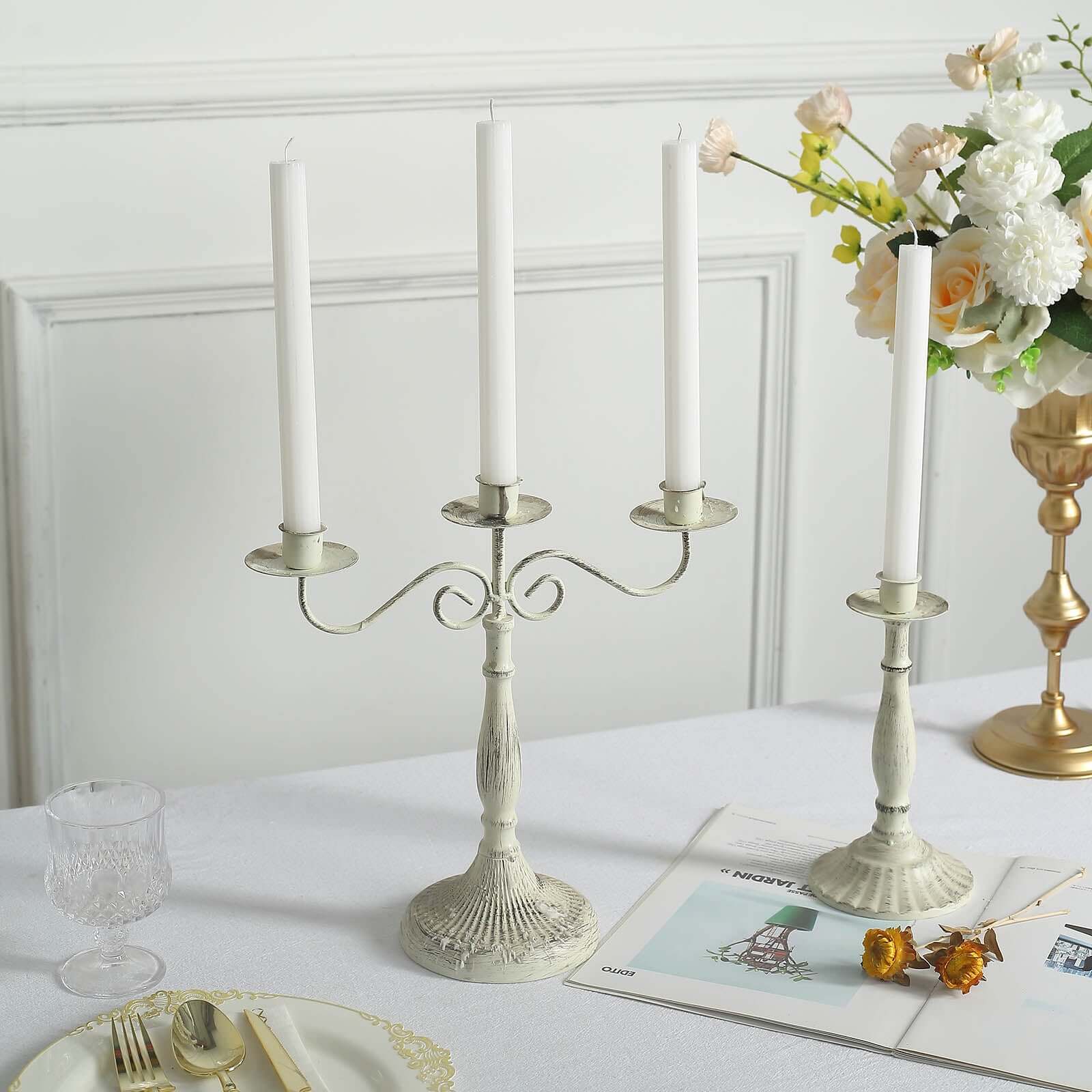 5-Pack Taper Candles 9" Ribbed Wick Ribbon Wax Design White - Premium Unscented Dinner Candles - Image 10