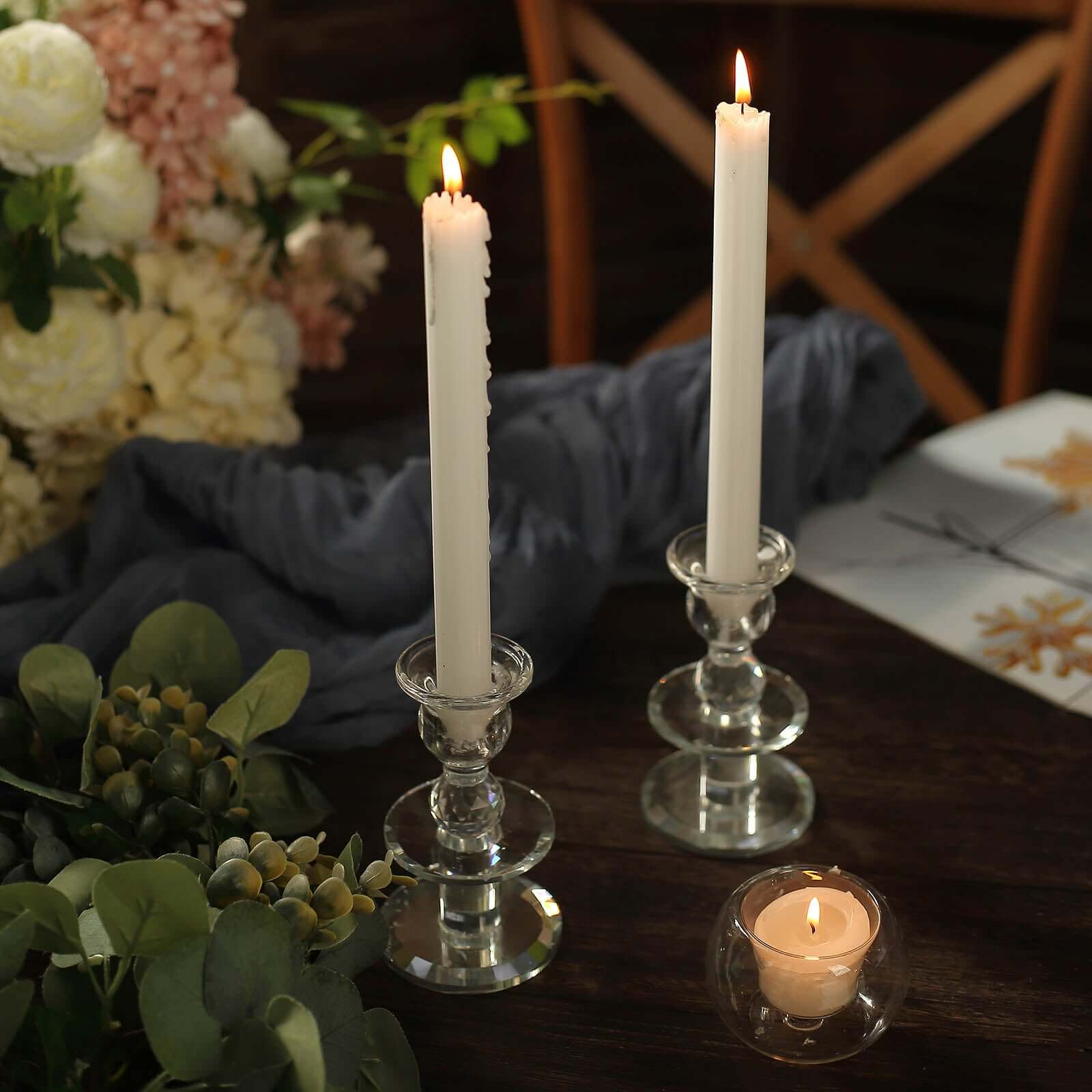 5-Pack Taper Candles 9" Ribbed Wick Ribbon Wax Design White - Premium Unscented Dinner Candles - Image 7