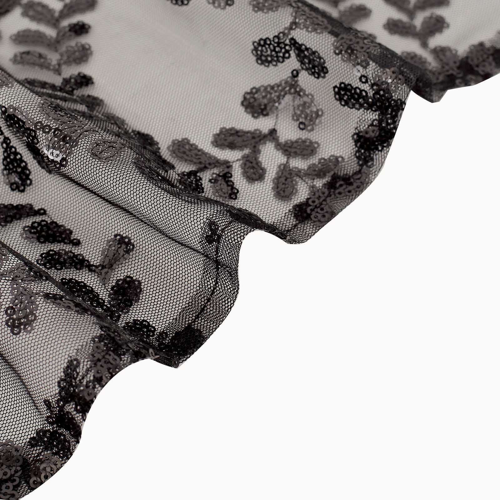 5 Pack Tulle Chair Sashes Black Leaf Vine Embroidered Sequin 6"x88" - Sophisticated Decorative Design - Image 8