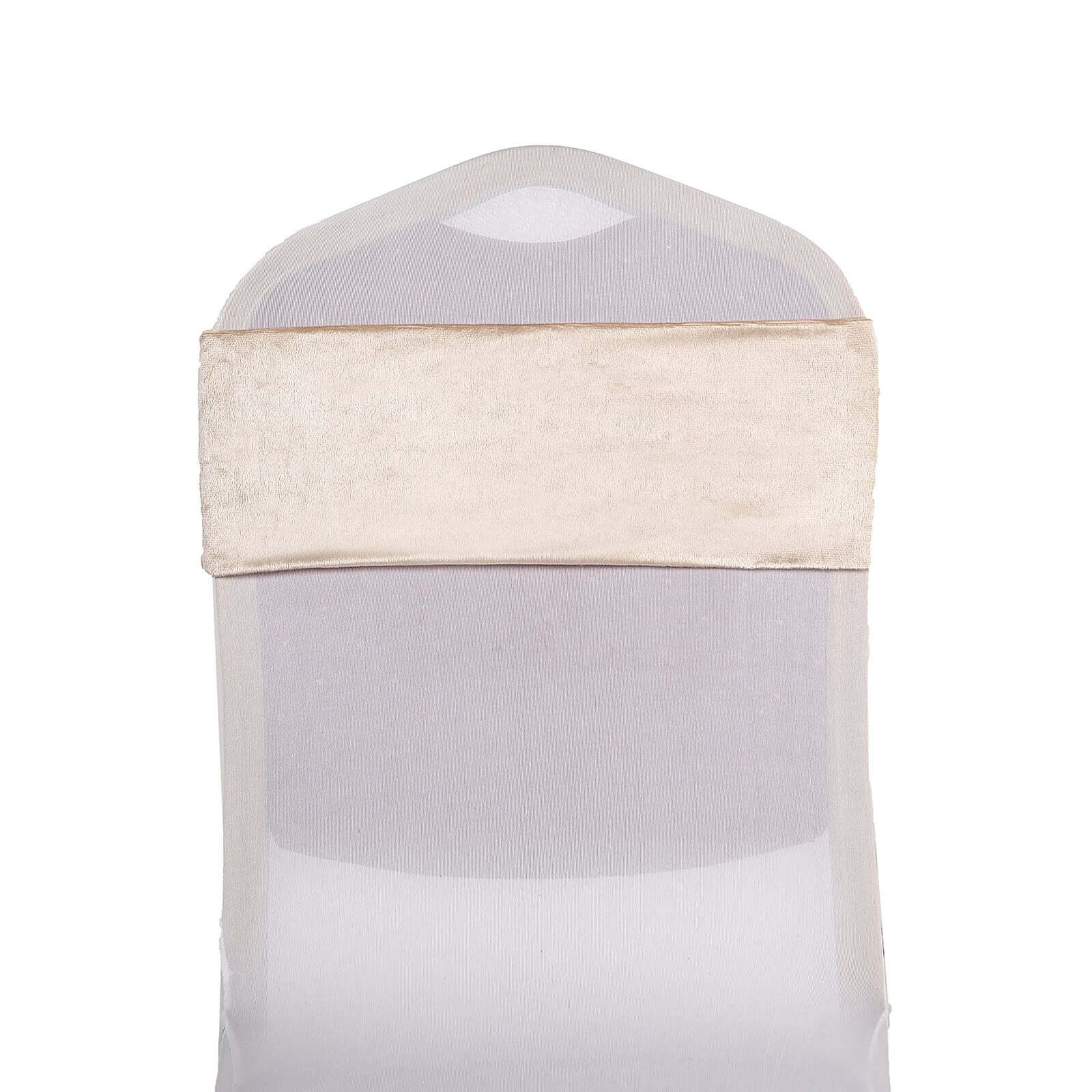 5 Pack Velvet Chair Sashes Champagne with Ruffled Center - Wrinkle-Resistant Stretchy Chair Bands - Image 13
