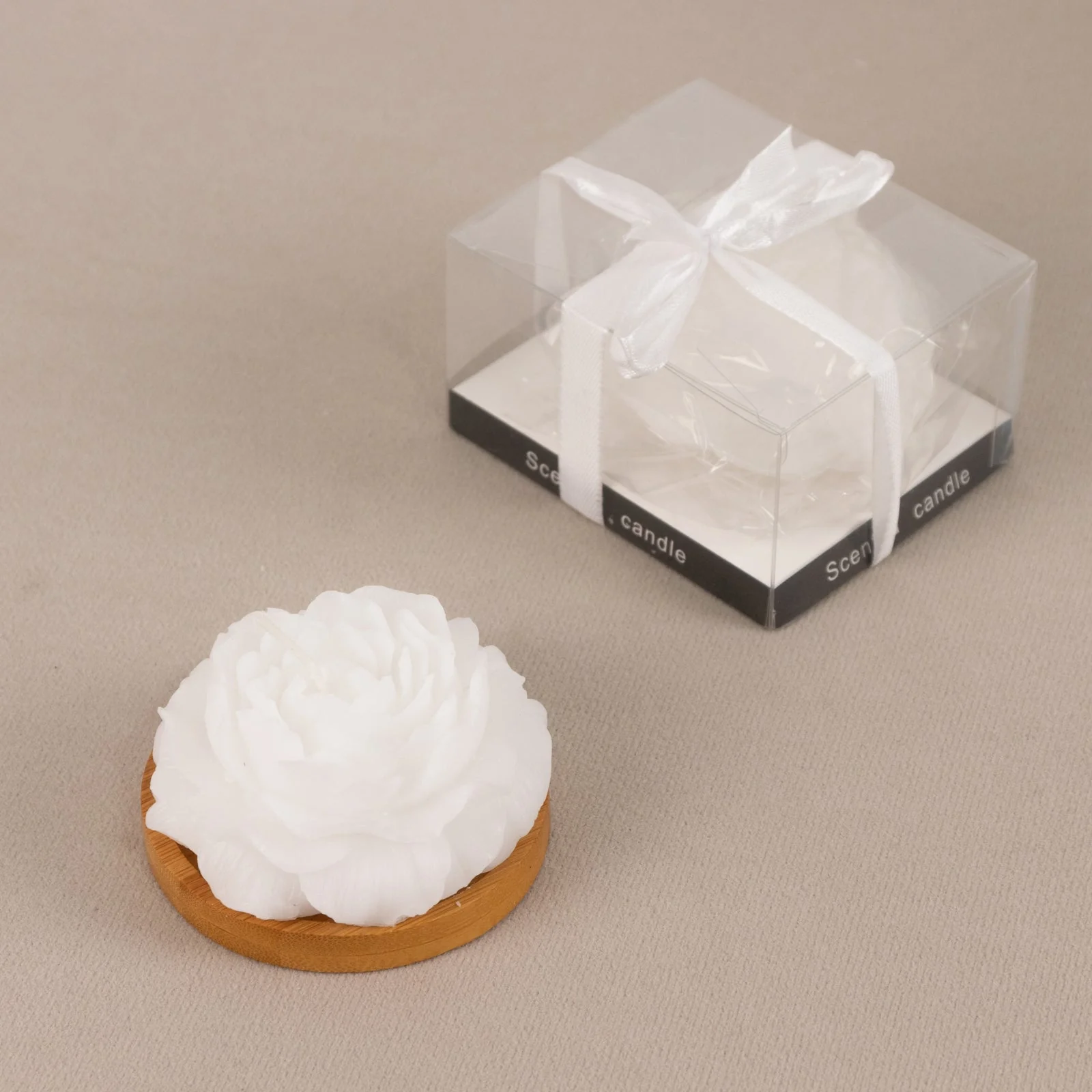 5-Pack White Peony Flower Scented Candles 3" Decorative Floating Wax Design - Party Favors with Gift Boxes & Ribbons