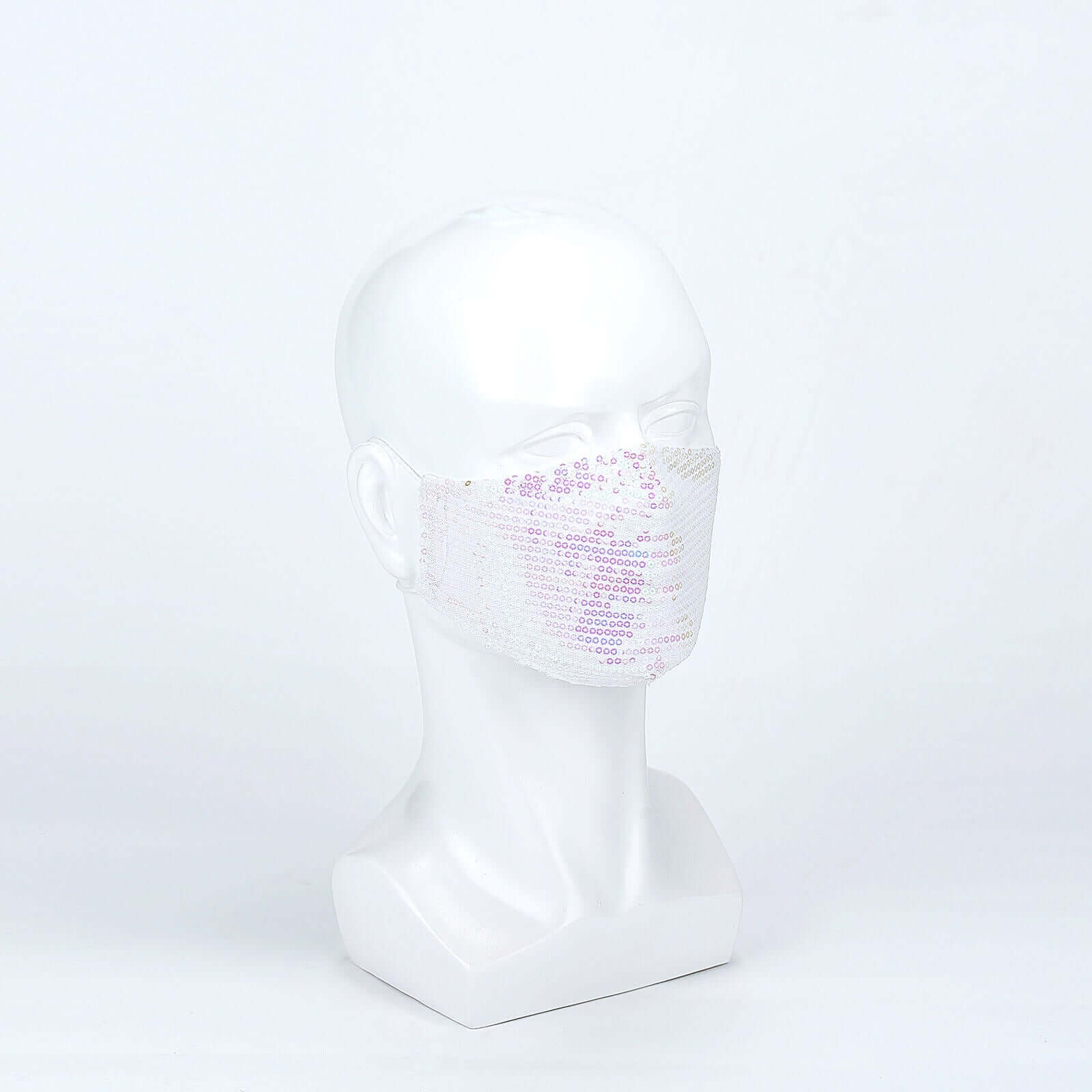 5 Pack White Sequined Cotton Fashion Face Mask, Reusable Fabric Masks With Ear Loops - Image 10