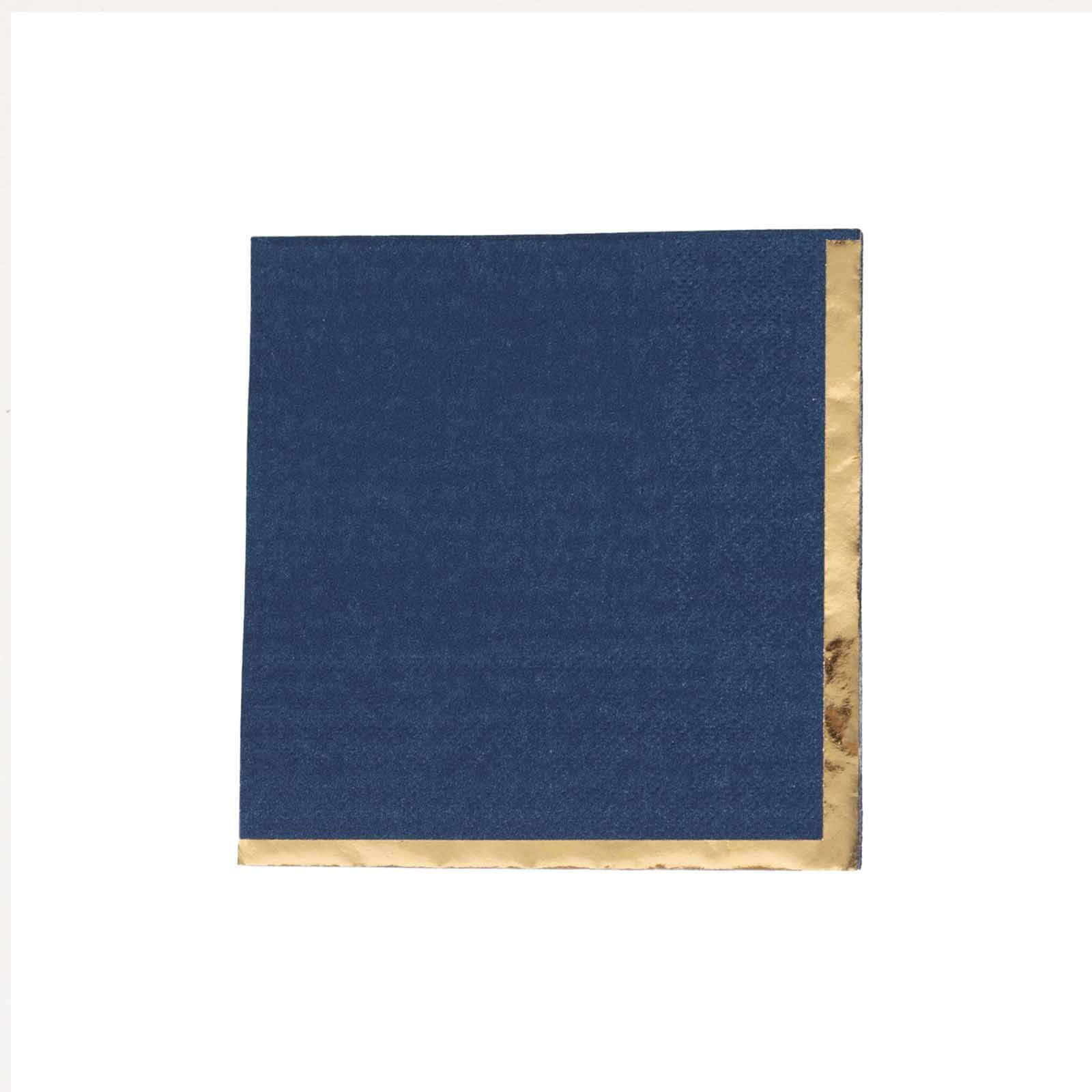 50-Pack Paper Beverage Napkins 2 Ply Navy Blue with Gold Foil Edge 5"x5" - Soft Disposable Cocktail Napkins 18GSM - Image 8