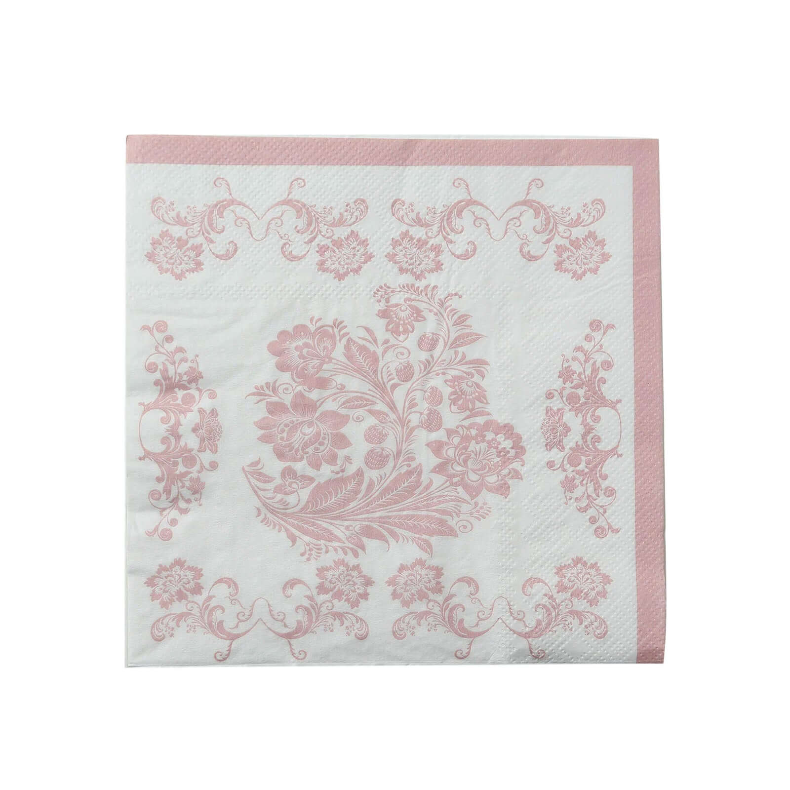 50 Pack 2-Ply Paper Cocktail Napkins in White Matte Pink Damask Floral Pattern, Disposable Beverage Napkins - Highly Absorbent & Soft - Image 7