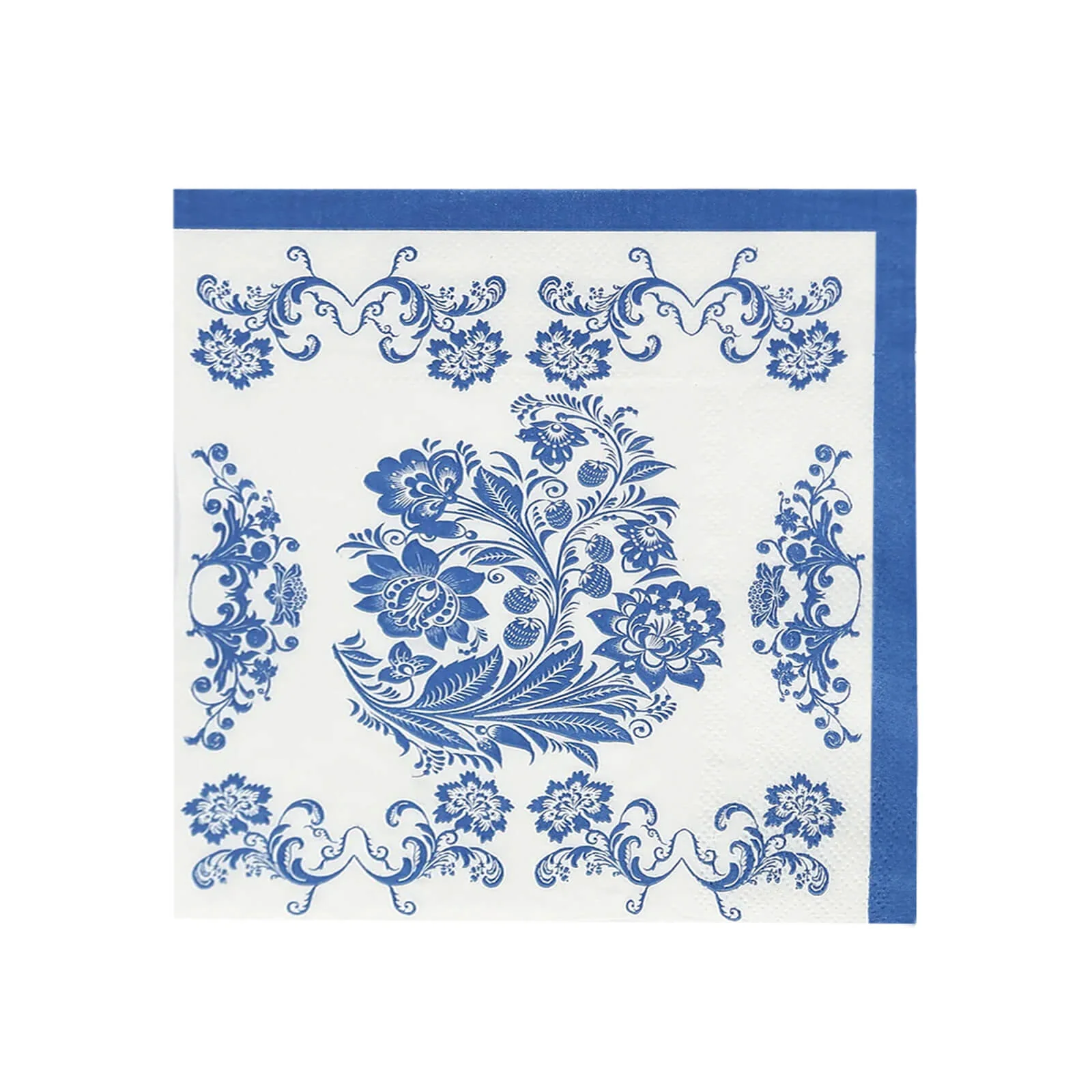 50 Pack 2-Ply Paper Cocktail Napkins in White Royal Blue Damask Pattern, Disposable Beverage Napkins - Highly Absorbent & Soft - Image 6