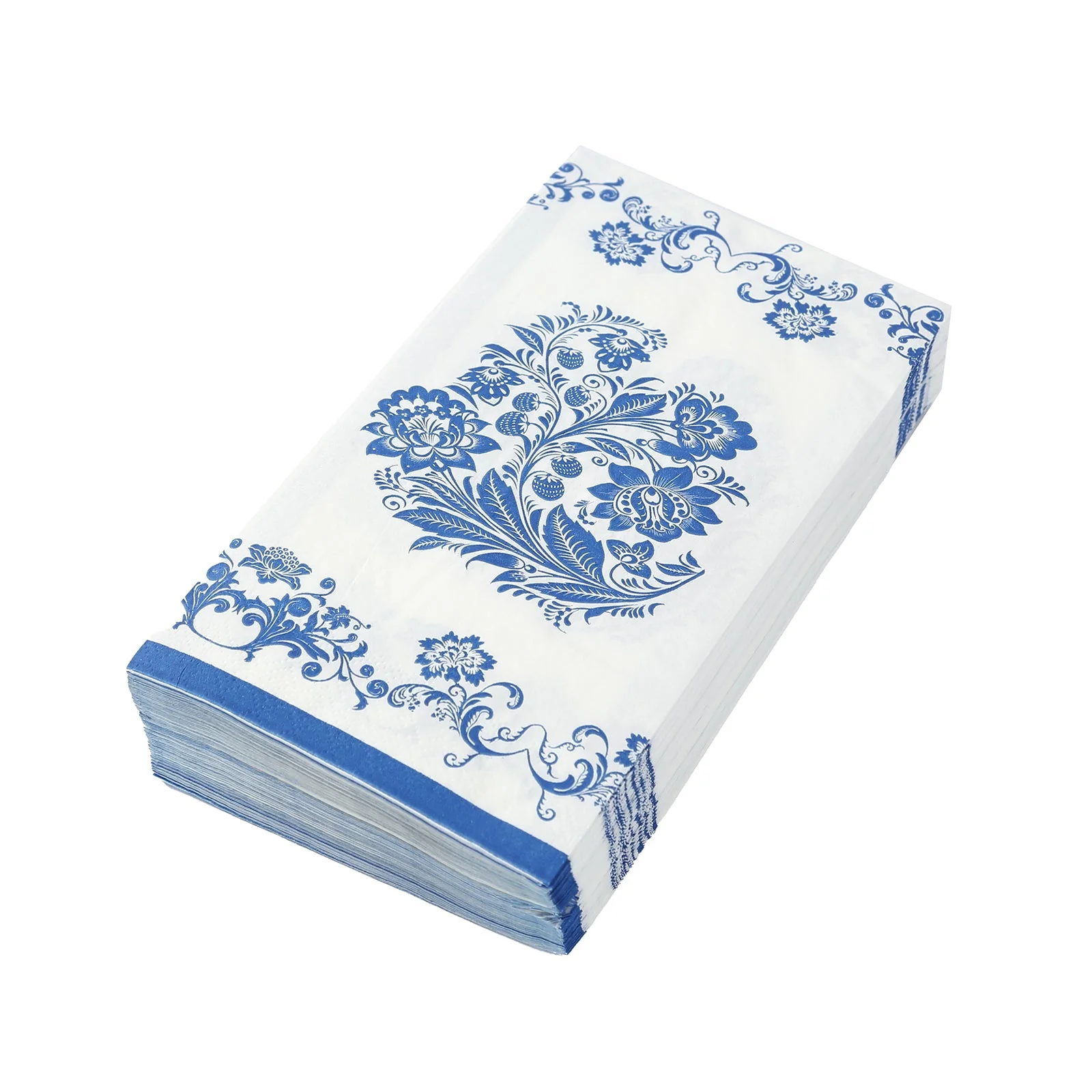 50 Pack 2-Ply Paper Dinner Napkins in White Royal Blue Damask Floral Pattern, Disposable Party Napkins - Highly Absorbent & Soft - Image 7