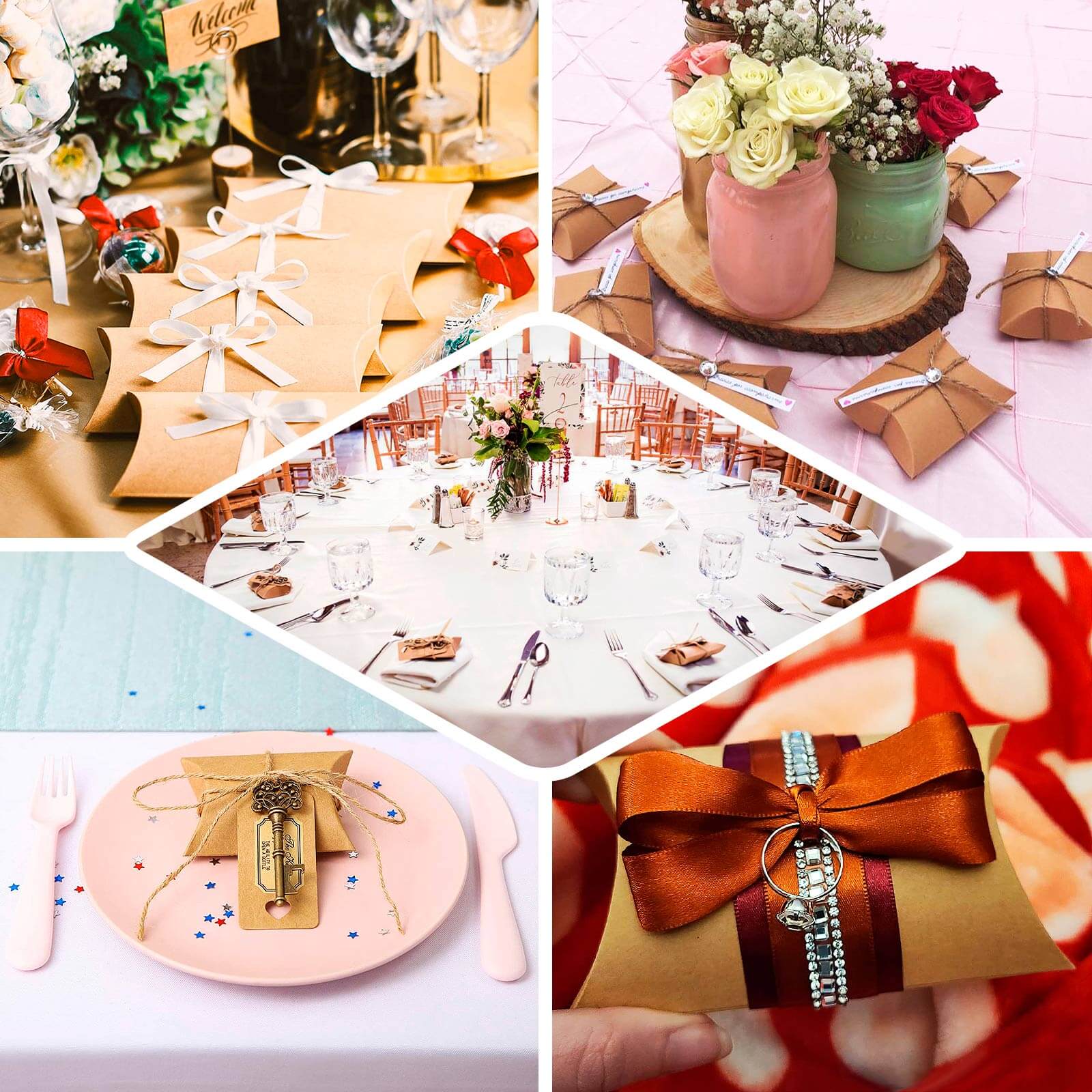 50 Pack Natural Brown Paper Rustic Party Gift Boxes With Jute Rope Tie, Wedding Favor Pillow Box Set 4.5"x3.5" - Image 5