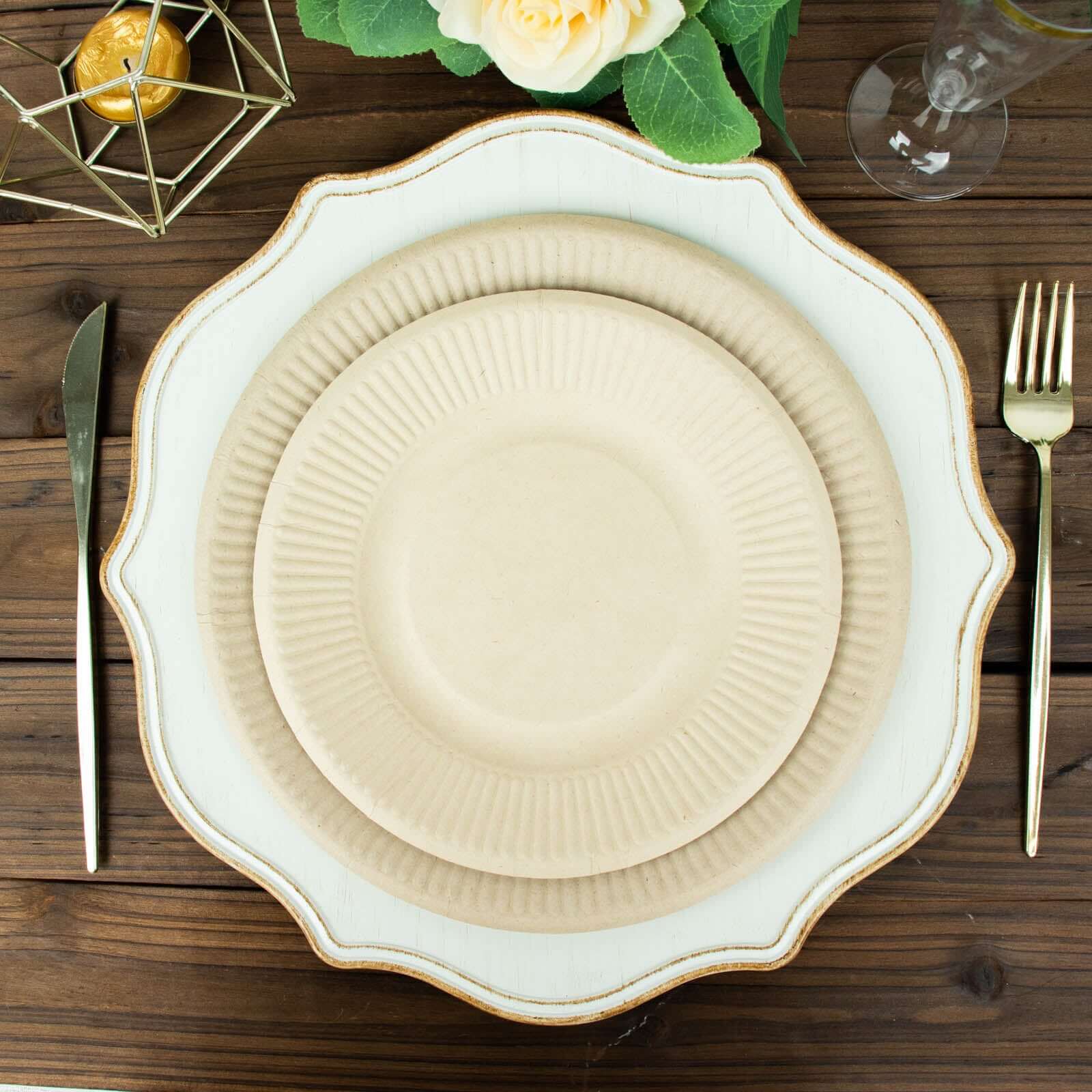 50-Pack Bagasse Round Dessert Plates 8" Natural with Ribbed Rim - Eco Friendly Disposable Sugarcane Appetizer/Salad Plates for Parties - Image 8