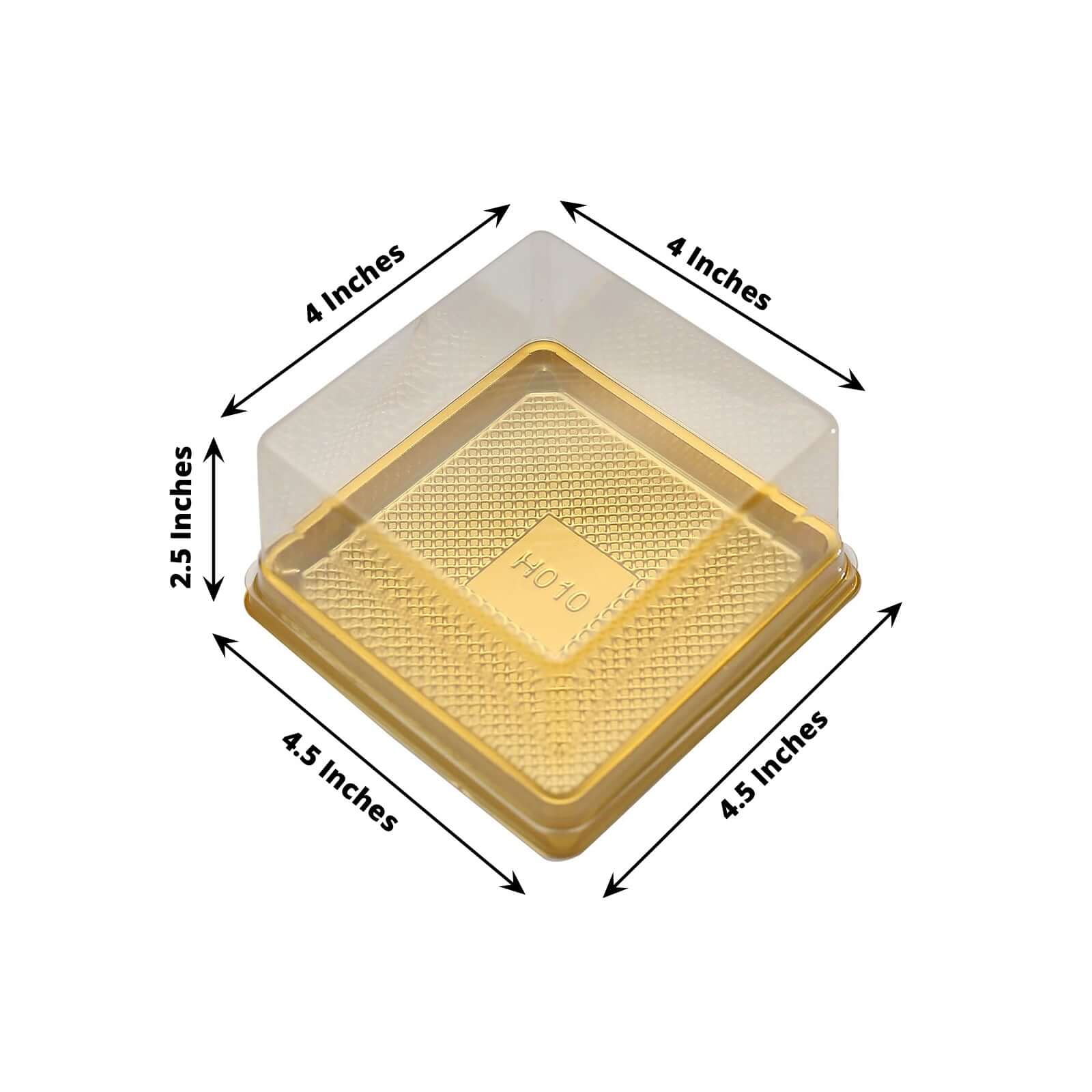 50 Pack Clear / Gold Square Mini Plastic Dessert Party Favor Boxes, Cupcake Muffin Food Containers 4"x4"x2.5" - Image 3