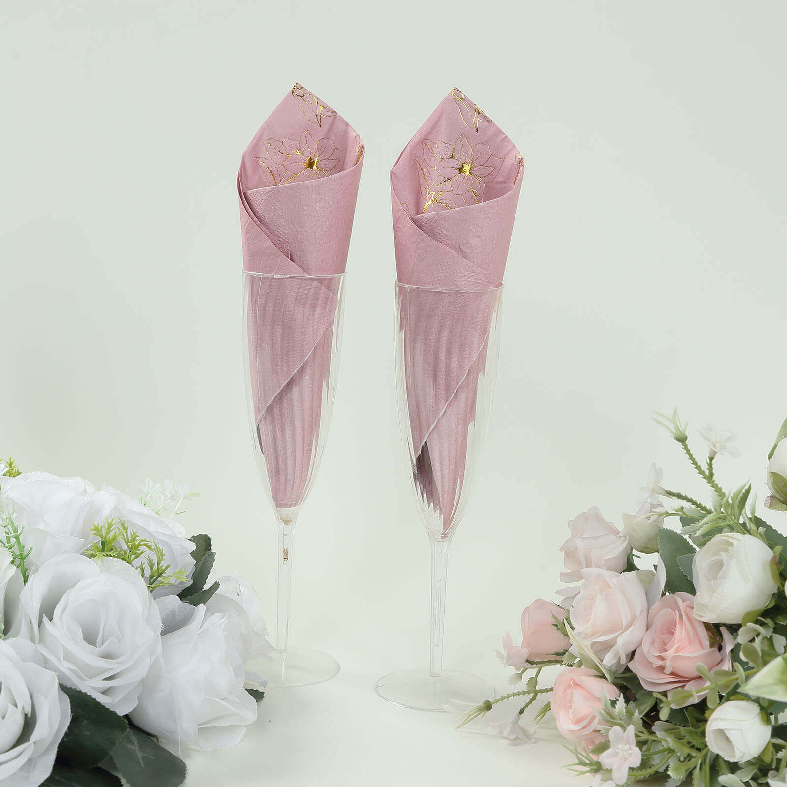 50-Pack Paper Cocktail Napkins 2 Ply Dusty Rose with Gold Magnolia Flowers Print - Soft and Highly Absorbent Beverage Napkins - Image 6