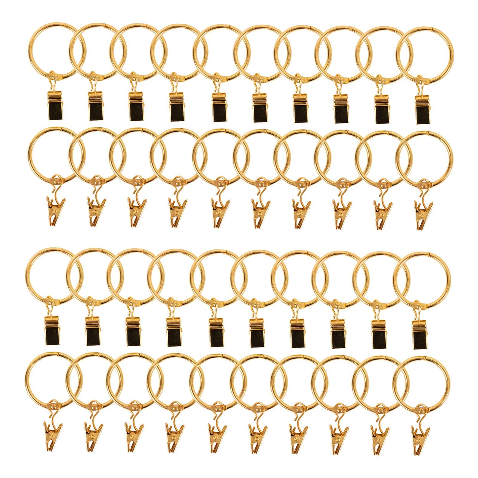 50 Pack Gold Metal Openable Drapery Curtain Rings with Clips, Heavy Duty Rustproof Backdrop Clip Hangers - 1.5" - Image 8