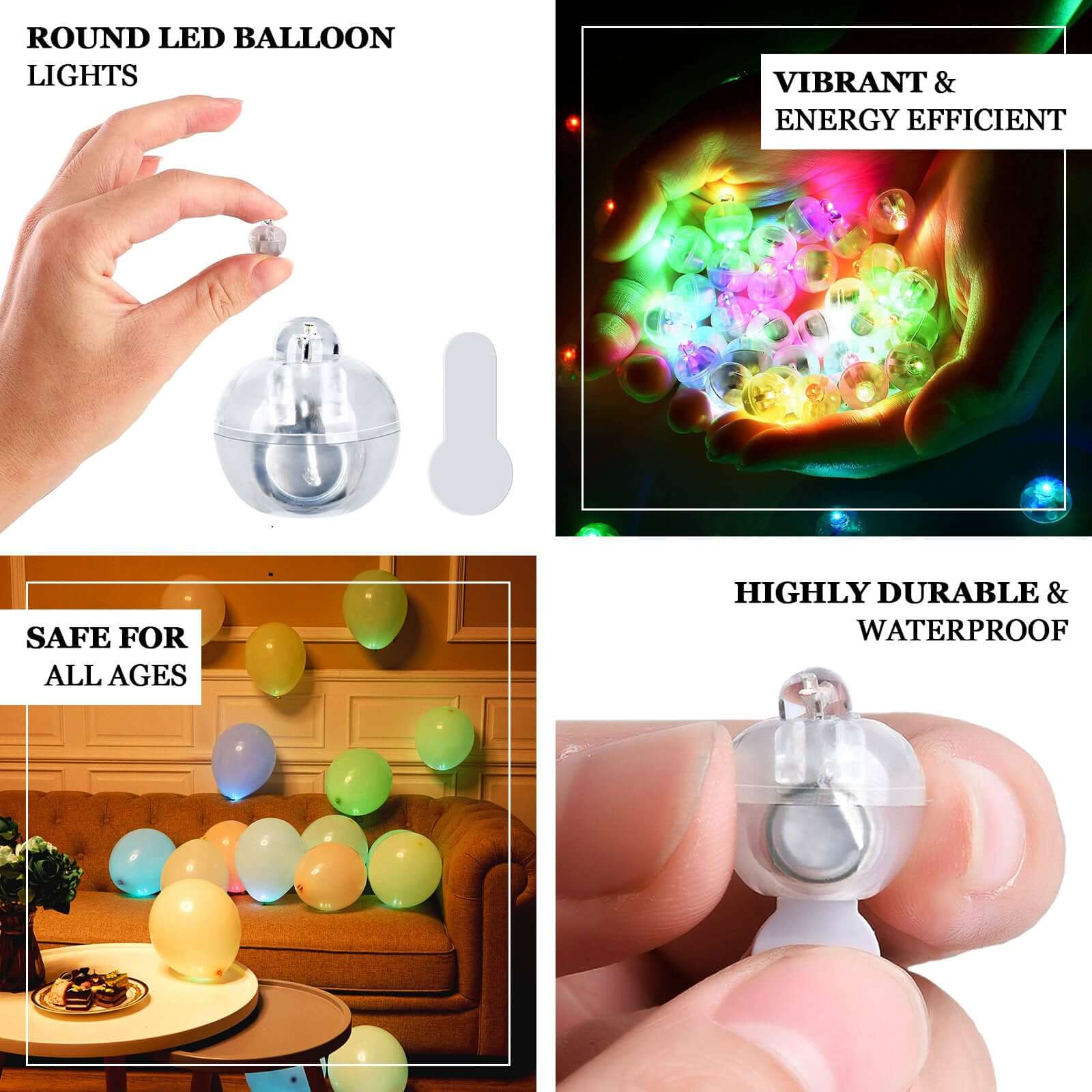 50-Pack LED Balloon Lights 0.5" Round - Warm White Mini Waterproof Battery Operated Balls - Image 4