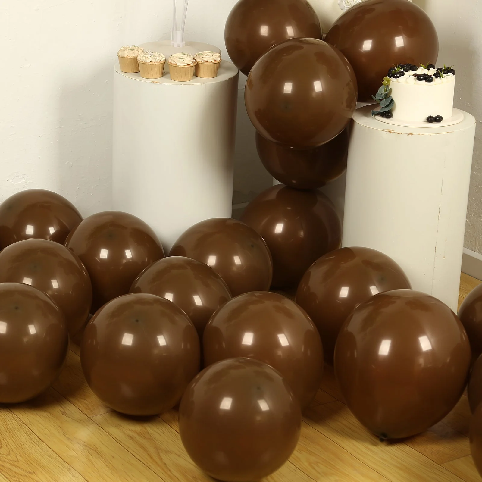 50 Pack Matte Pastel Cinnamon Brown Biodegradable Balloons, Round Eco-friendly Thick Latex Party Balloons - 12" - Image 2