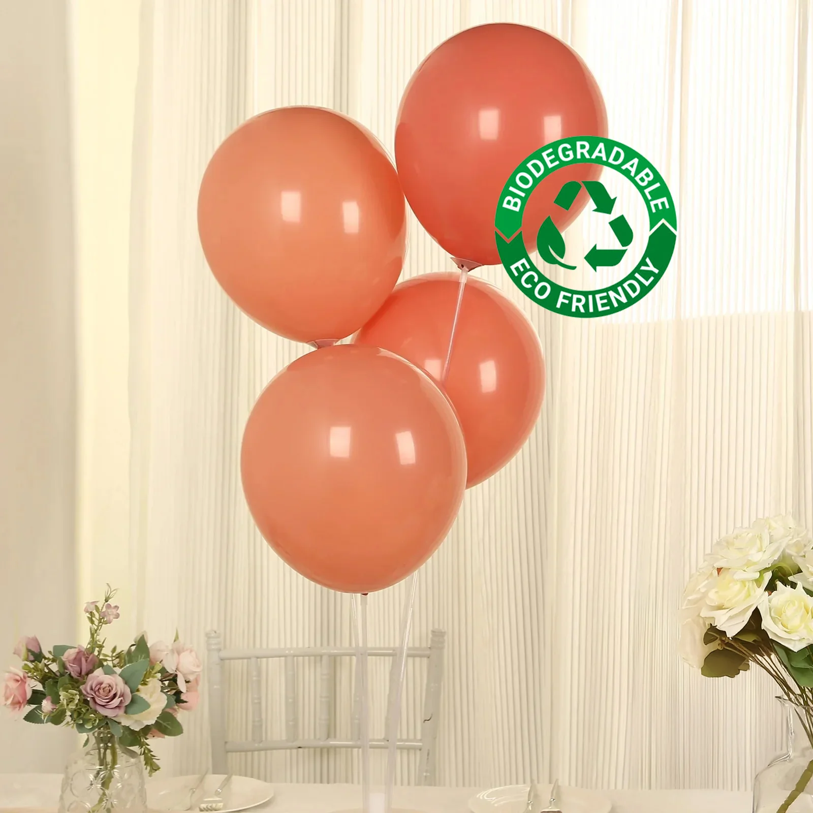 50 Pack Matte Pastel Dusty Rose Biodegradable Balloons, Round Eco-friendly Thick Latex Party Balloons - 12"