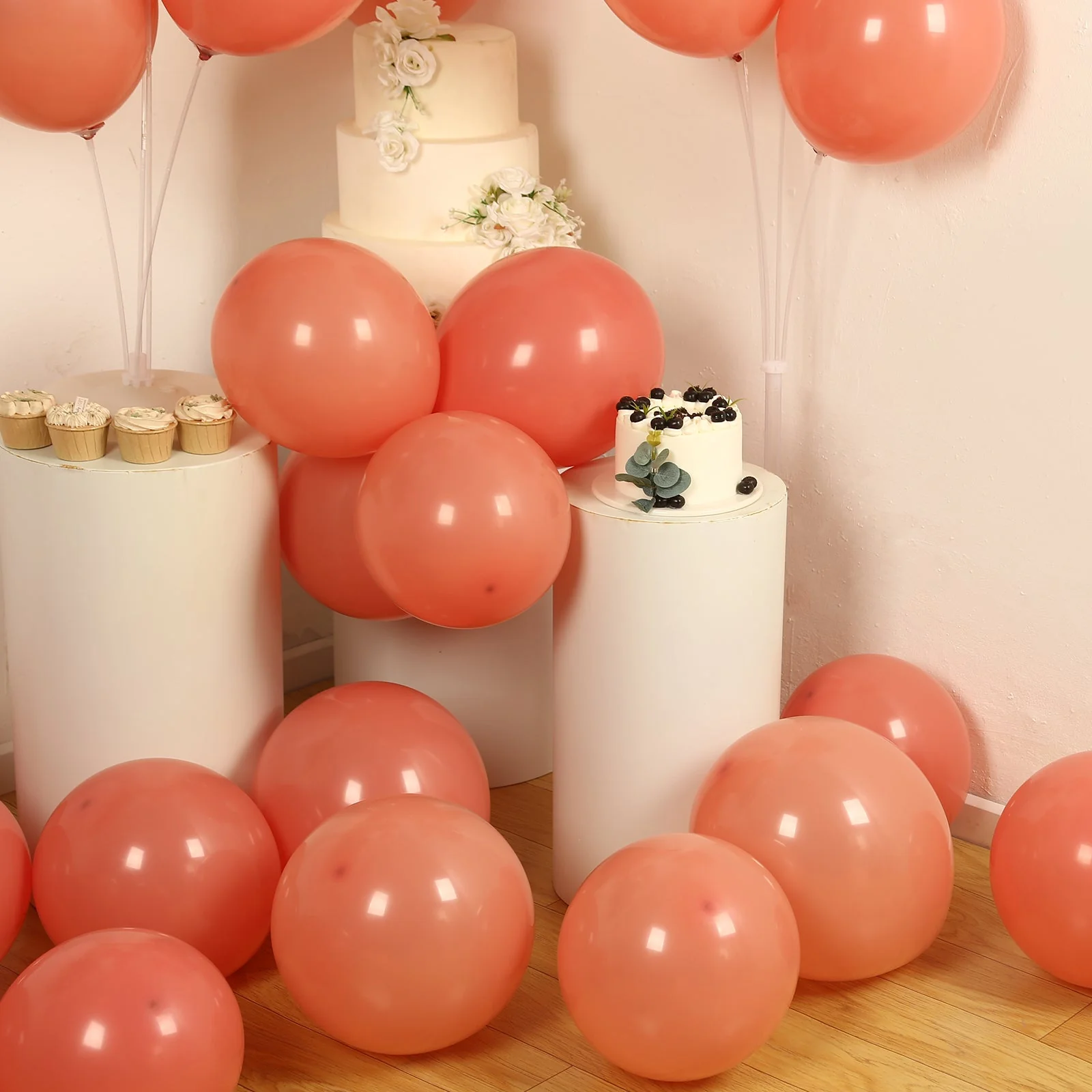 50 Pack Matte Pastel Dusty Rose Biodegradable Balloons, Round Eco-friendly Thick Latex Party Balloons - 12" - Image 2