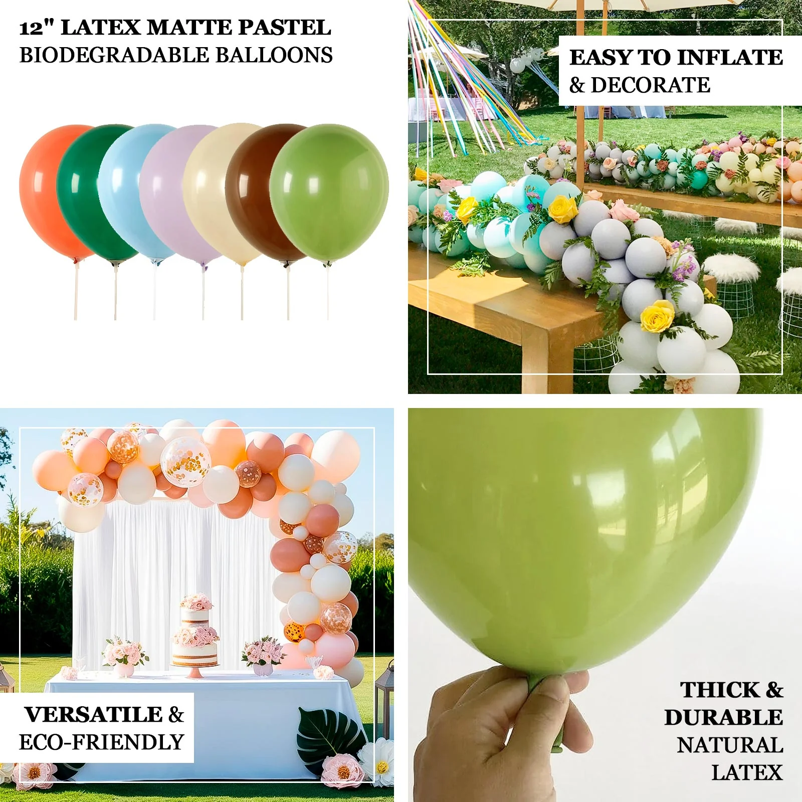 50 Pack Matte Pastel Dusty Rose Biodegradable Balloons, Round Eco-friendly Thick Latex Party Balloons - 12" - Image 4