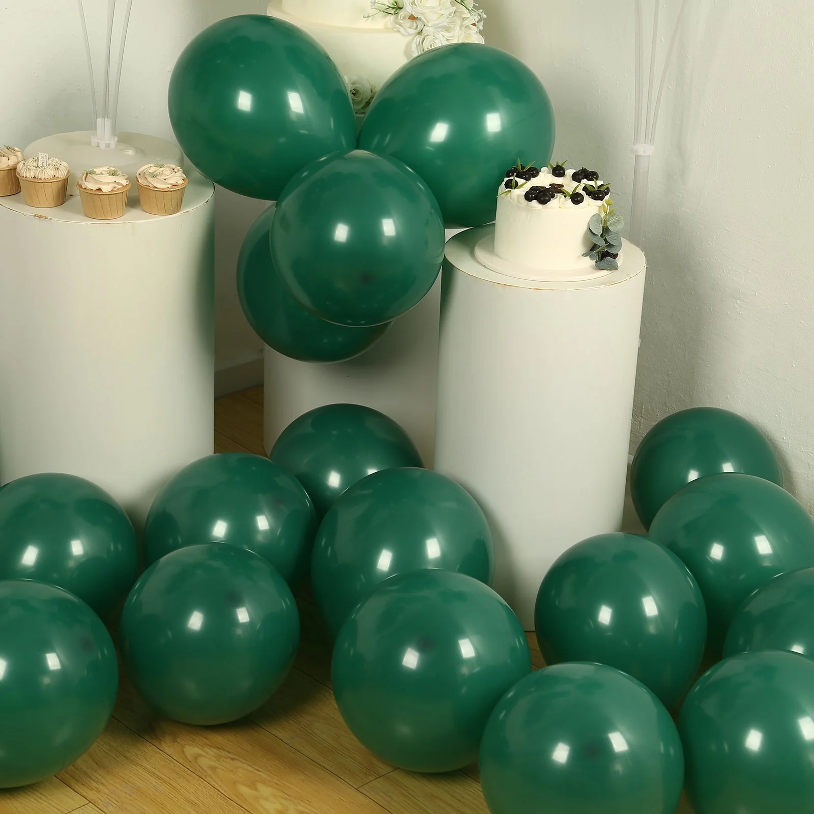 50 Pack Matte Pastel Hunter Emerald Green Biodegradable Balloons, Round Eco-friendly Thick Latex Party Balloons - 12" - Image 2