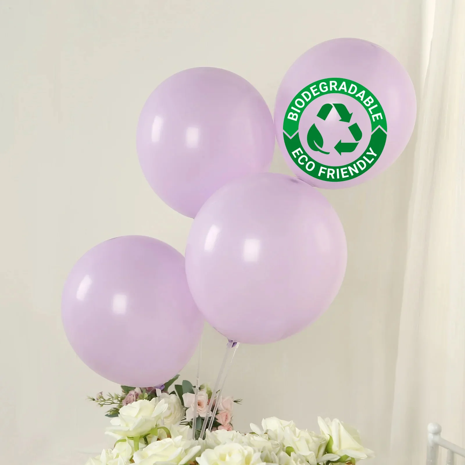 50 Pack Matte Pastel Purple Biodegradable Balloons, Round Eco-friendly Thick Latex Party Balloons - 12" - Image 2