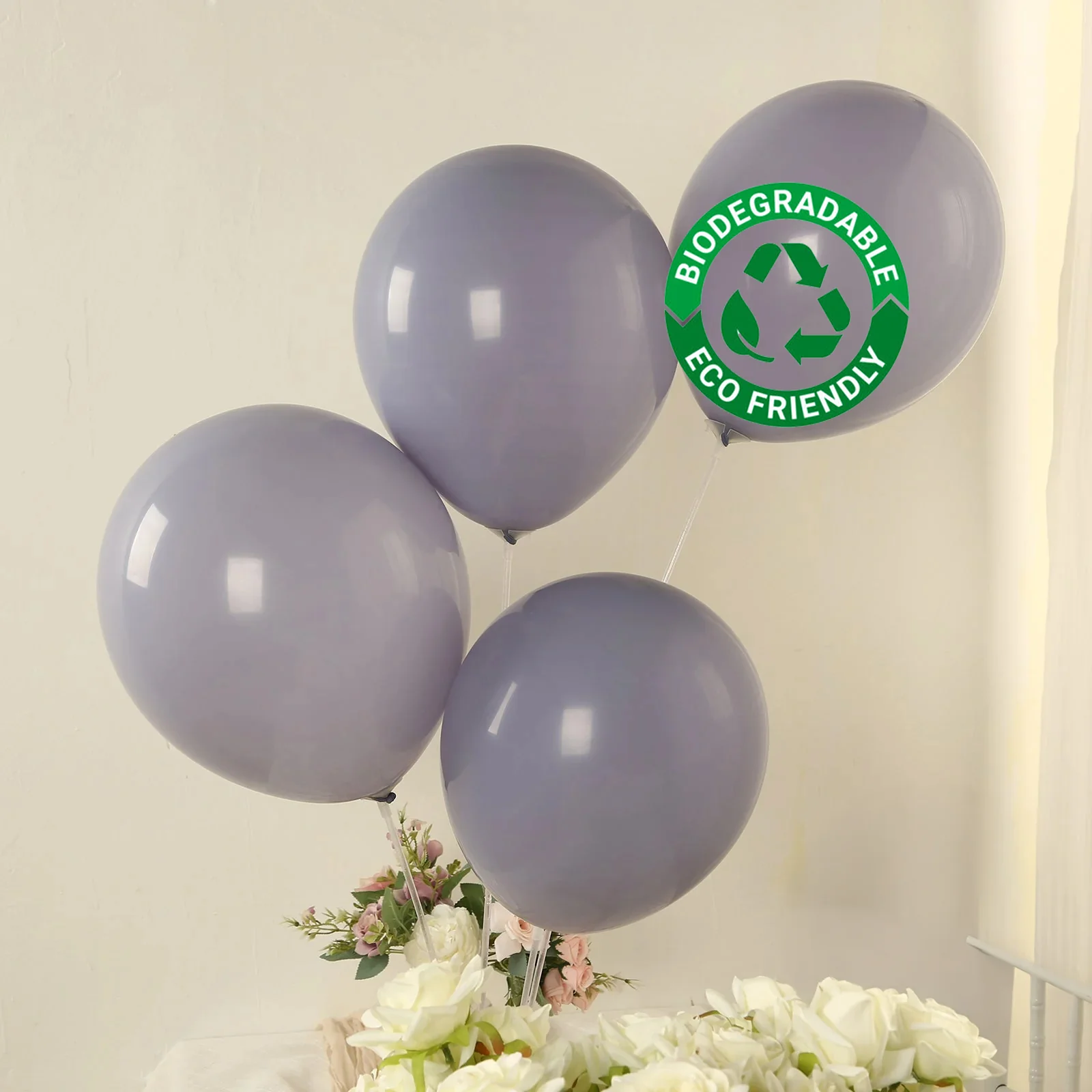 50 Pack Matte Pastel Serenity Blue Biodegradable Balloons, Round Eco-friendly Thick Latex Party Balloons - 12" - Image 9